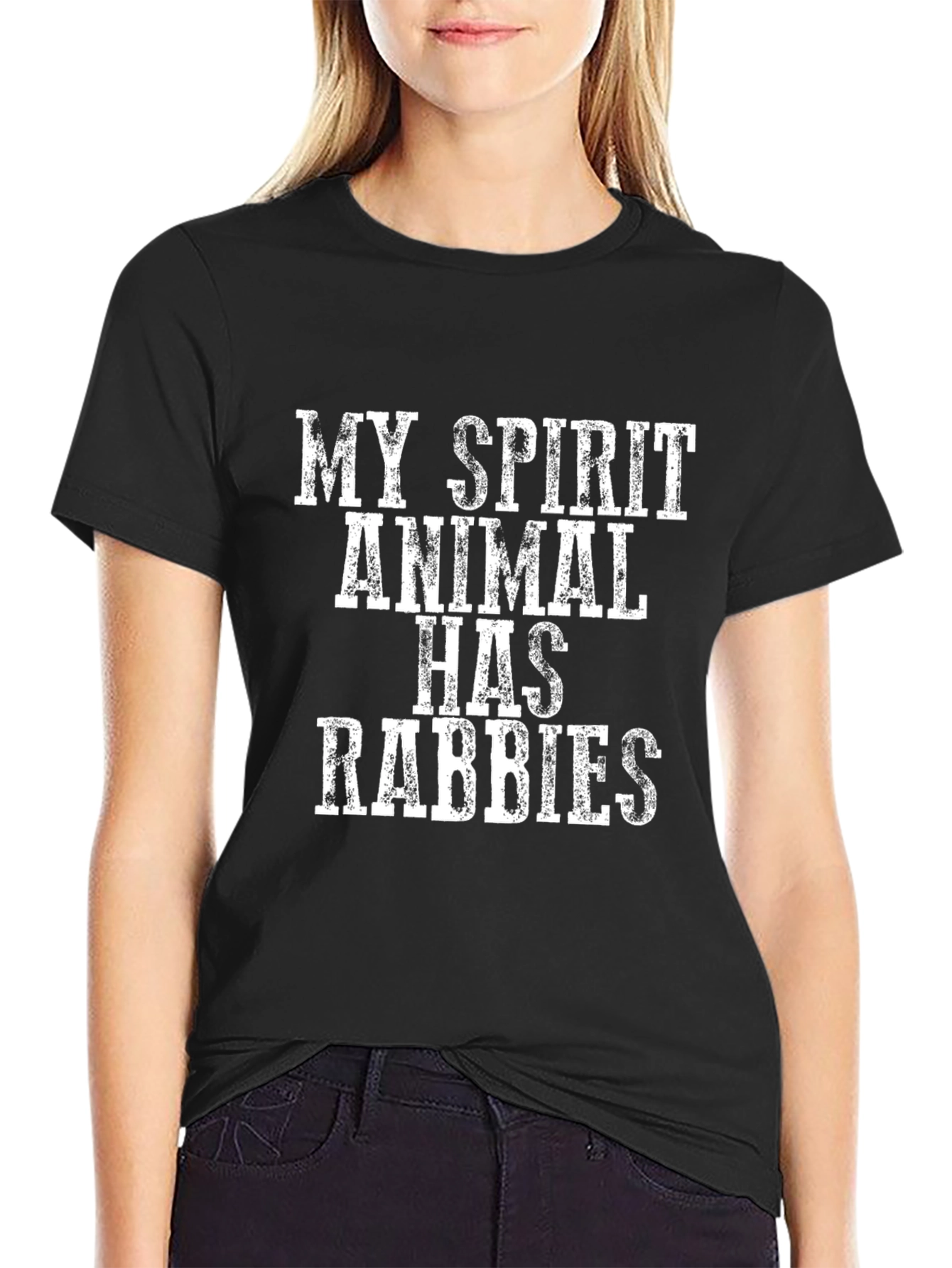 Black My Spirit Animal Has Rabies Graphic Tee view 2