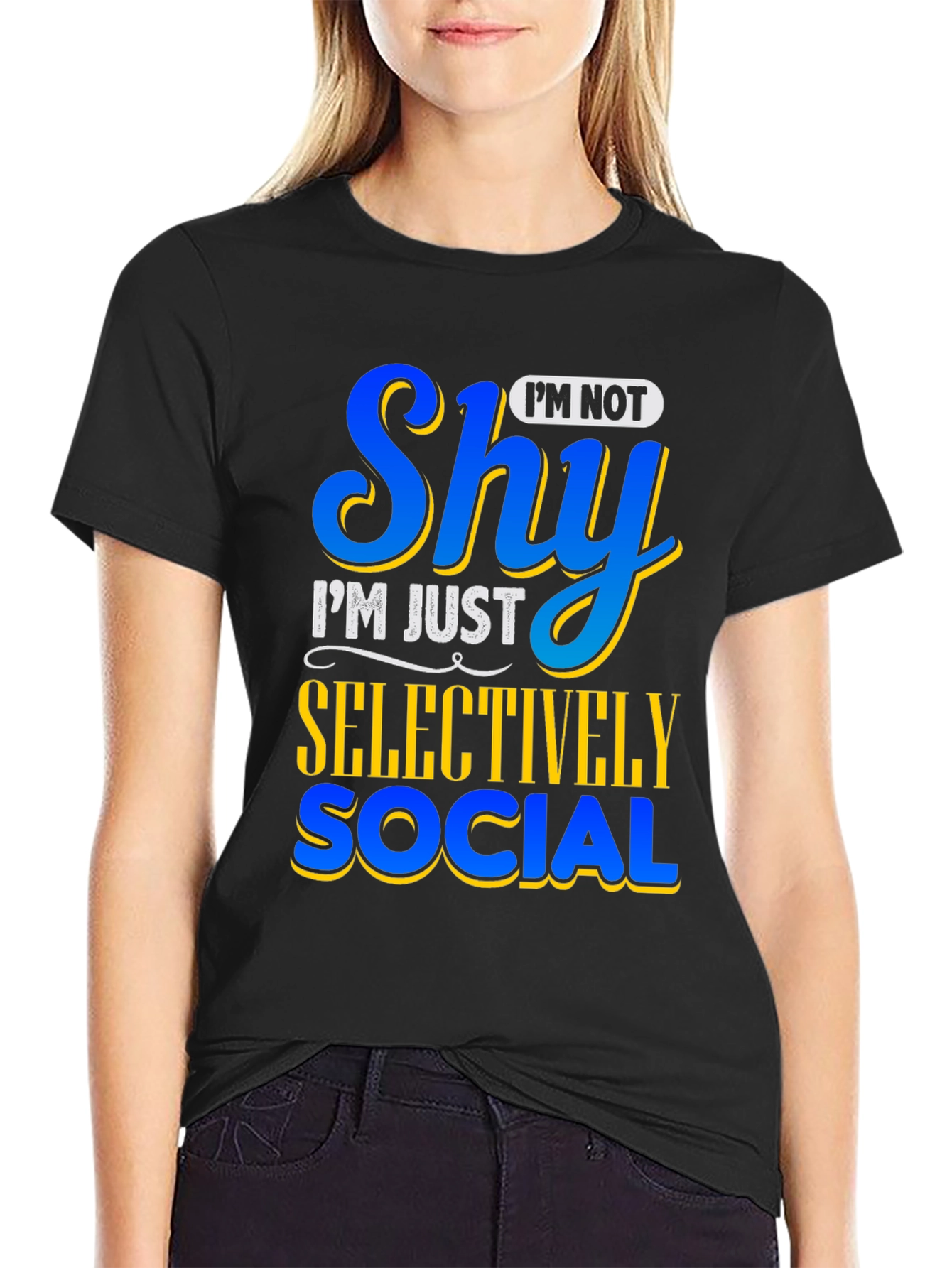 Black I'm Not Shy T-Shirt - Selectively Social Tee view 2