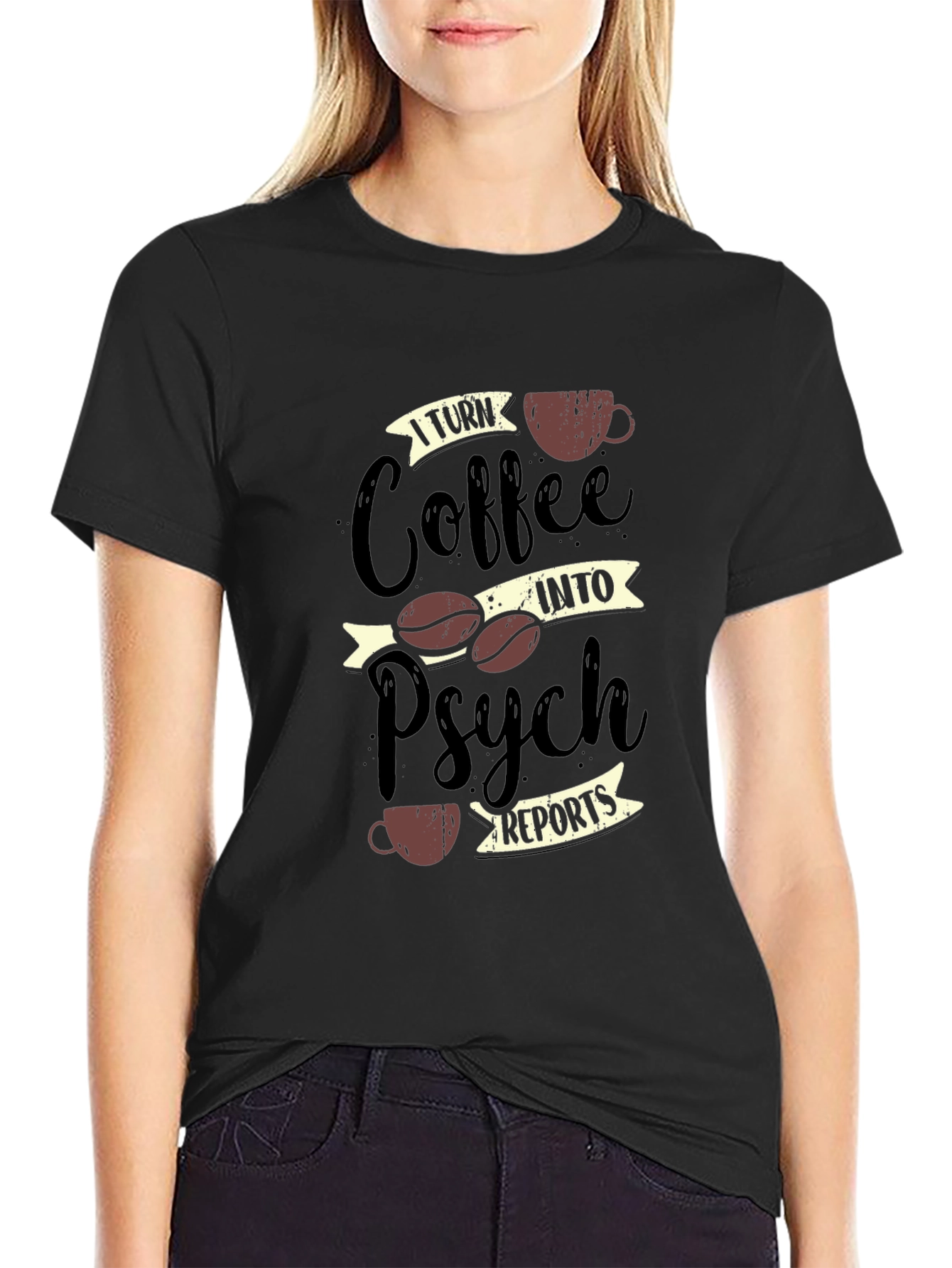Black Coffee to Psych Reports Graphic T-Shirt view 2