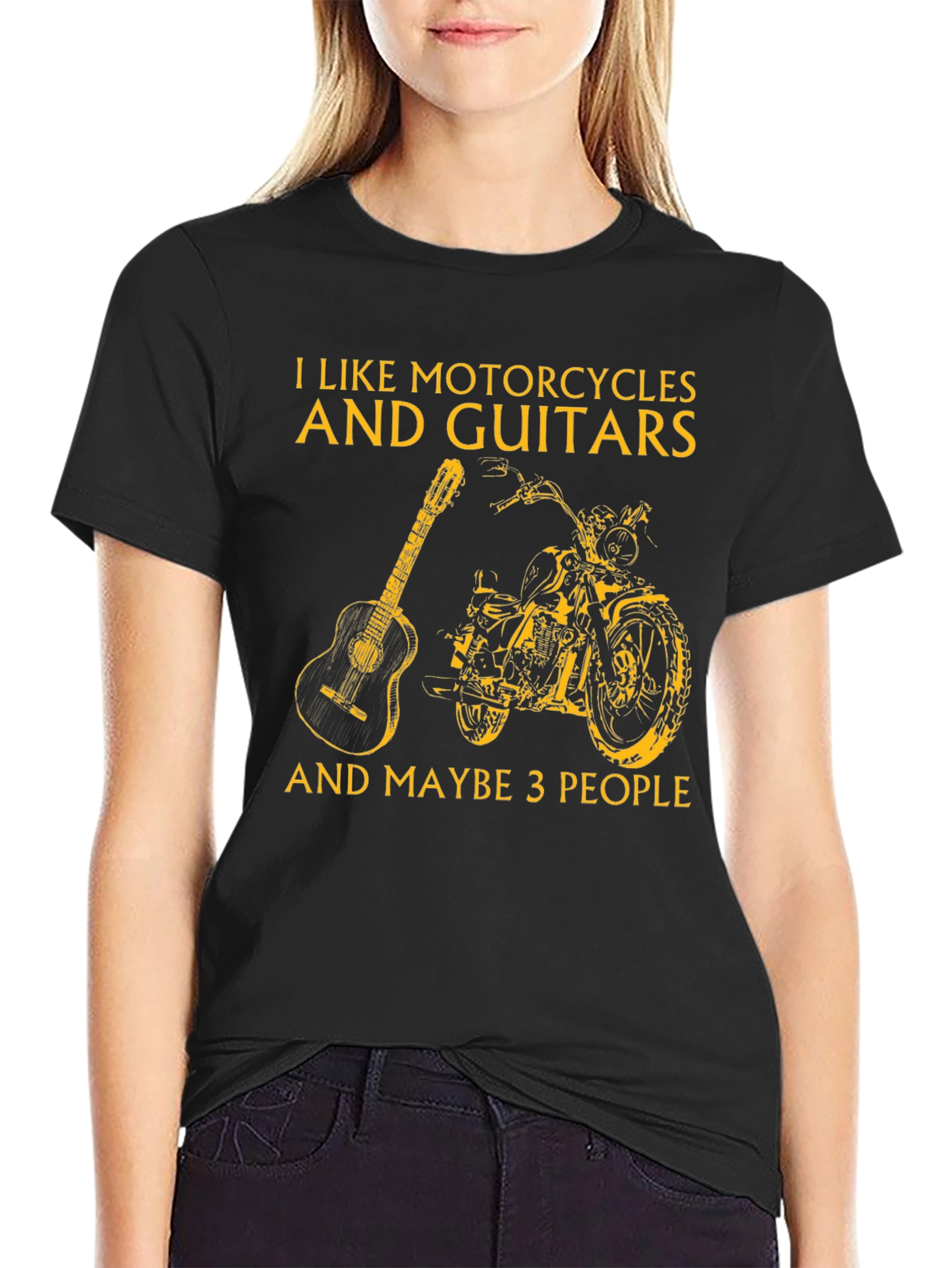 Black Motorcycles, Guitars, and Maybe 3 People T-Shirt view 2