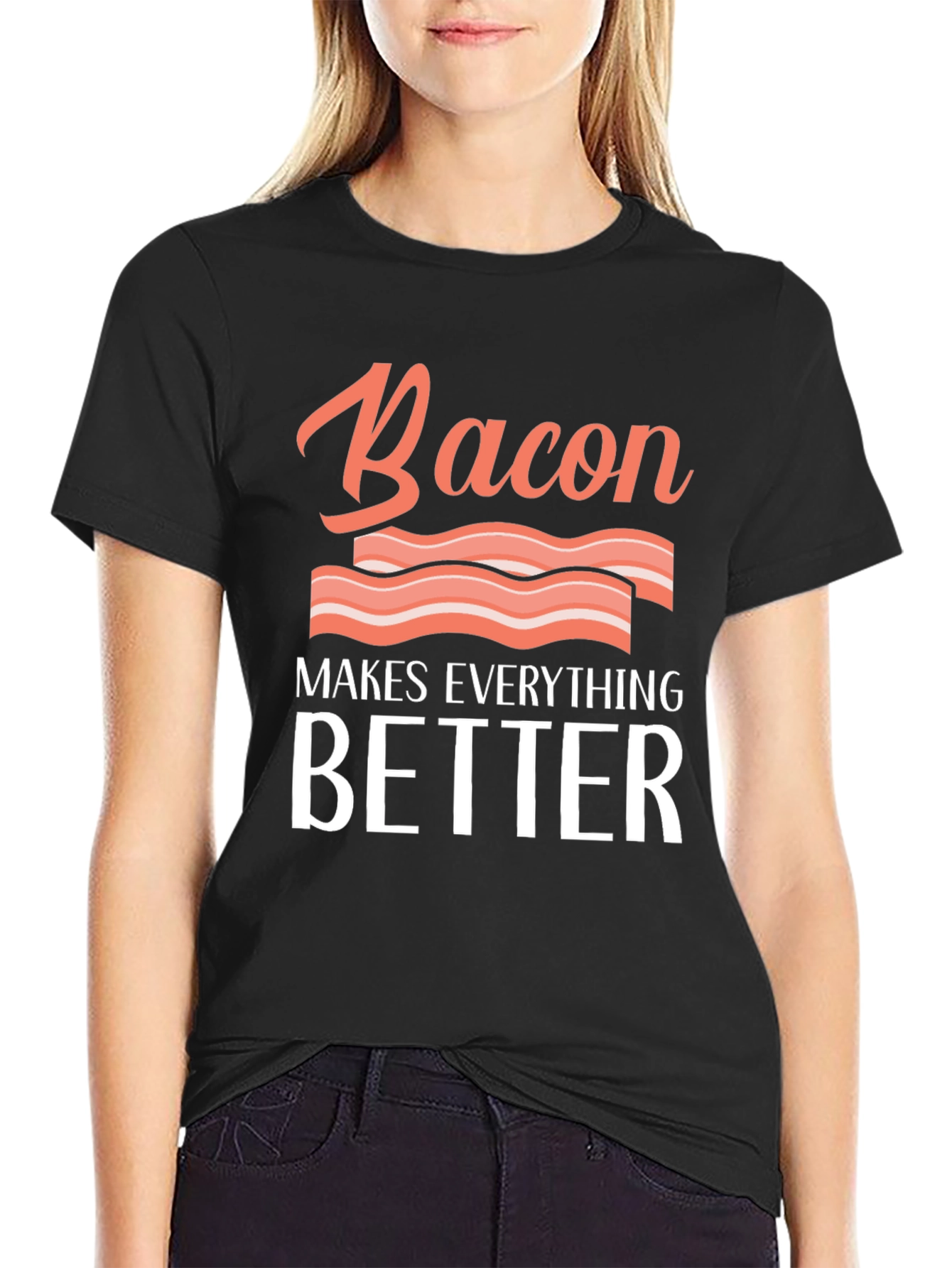 Black Bacon Makes Everything Better Graphic Tee view 2