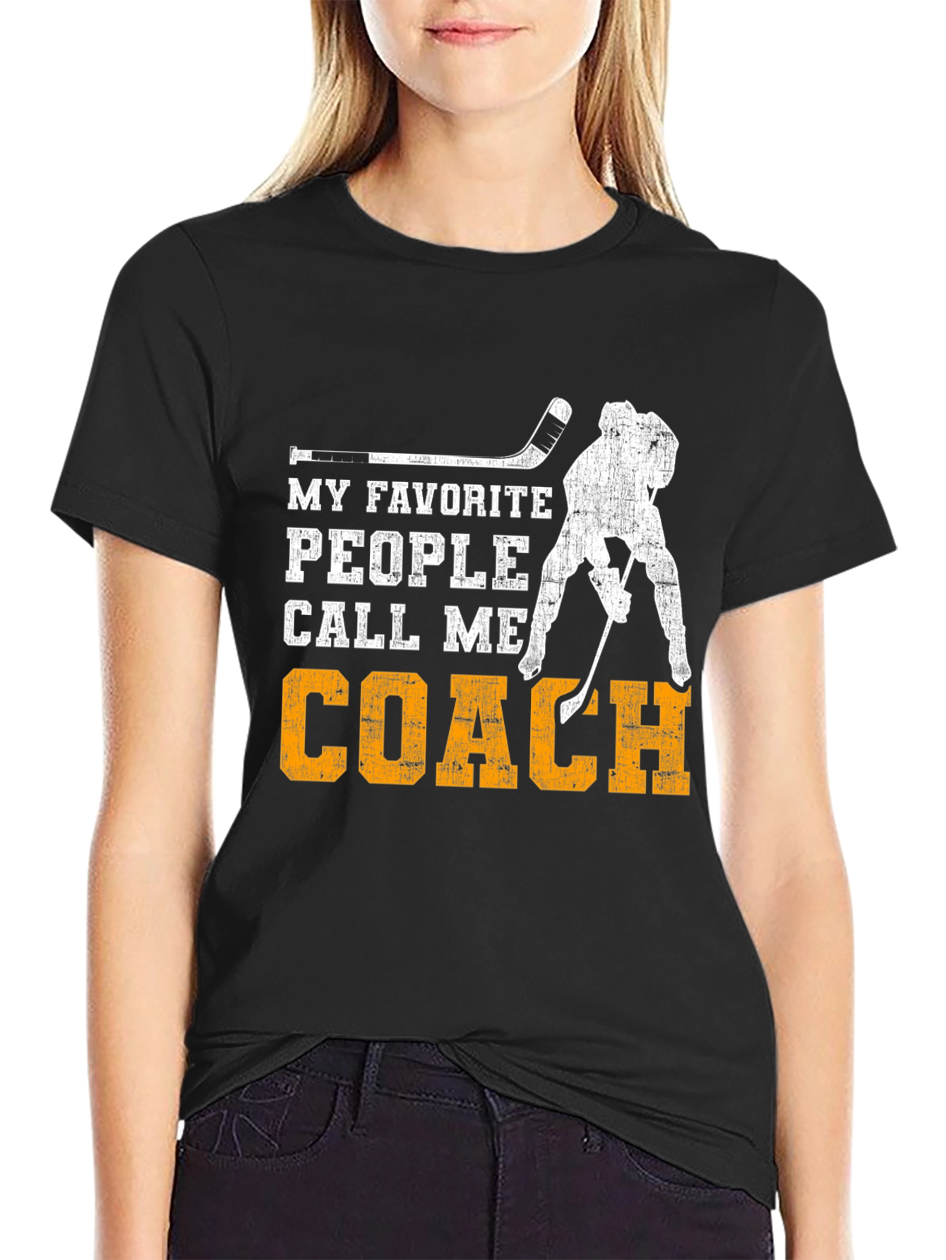 Black Hockey Coach T-Shirt - My Favorite People Call Me Coach view 2