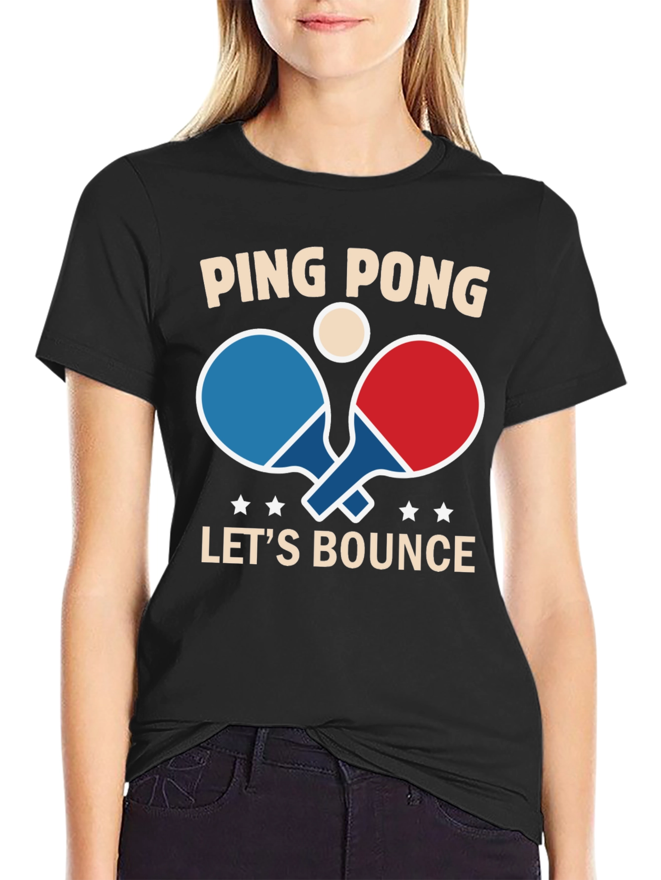 Black Ping Pong Let's Bounce Graphic Tee - Black view 2