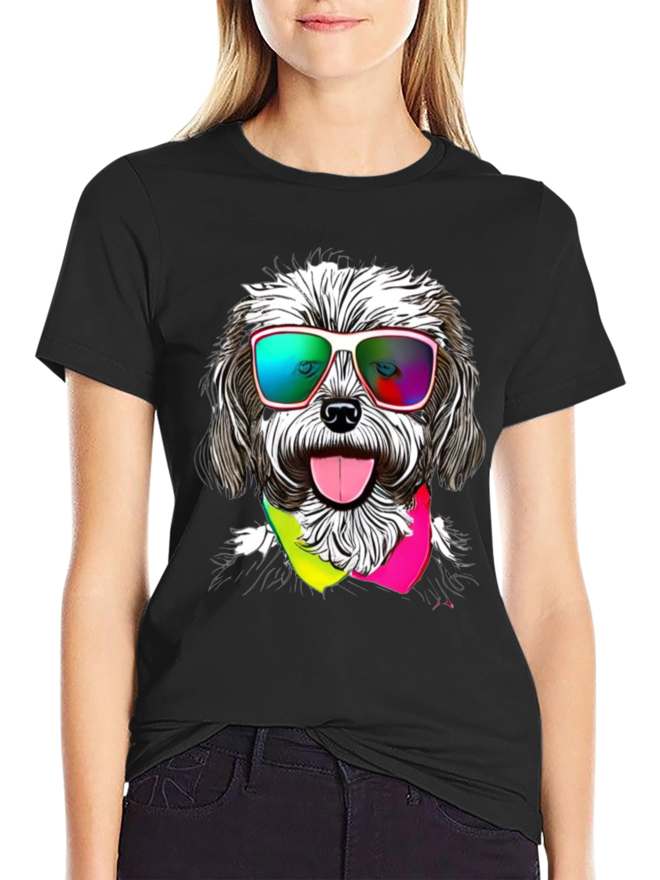 Black Cool Dog Graphic Tee - Fun & Stylish view 2