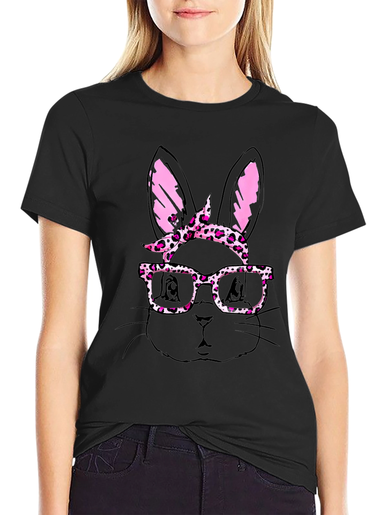 Black Bunny with Glasses Men's T-Shirt view 2