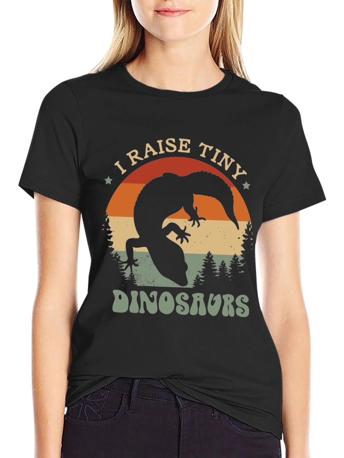 Black I Raise Tiny Dinosaurs T-Shirt view 2