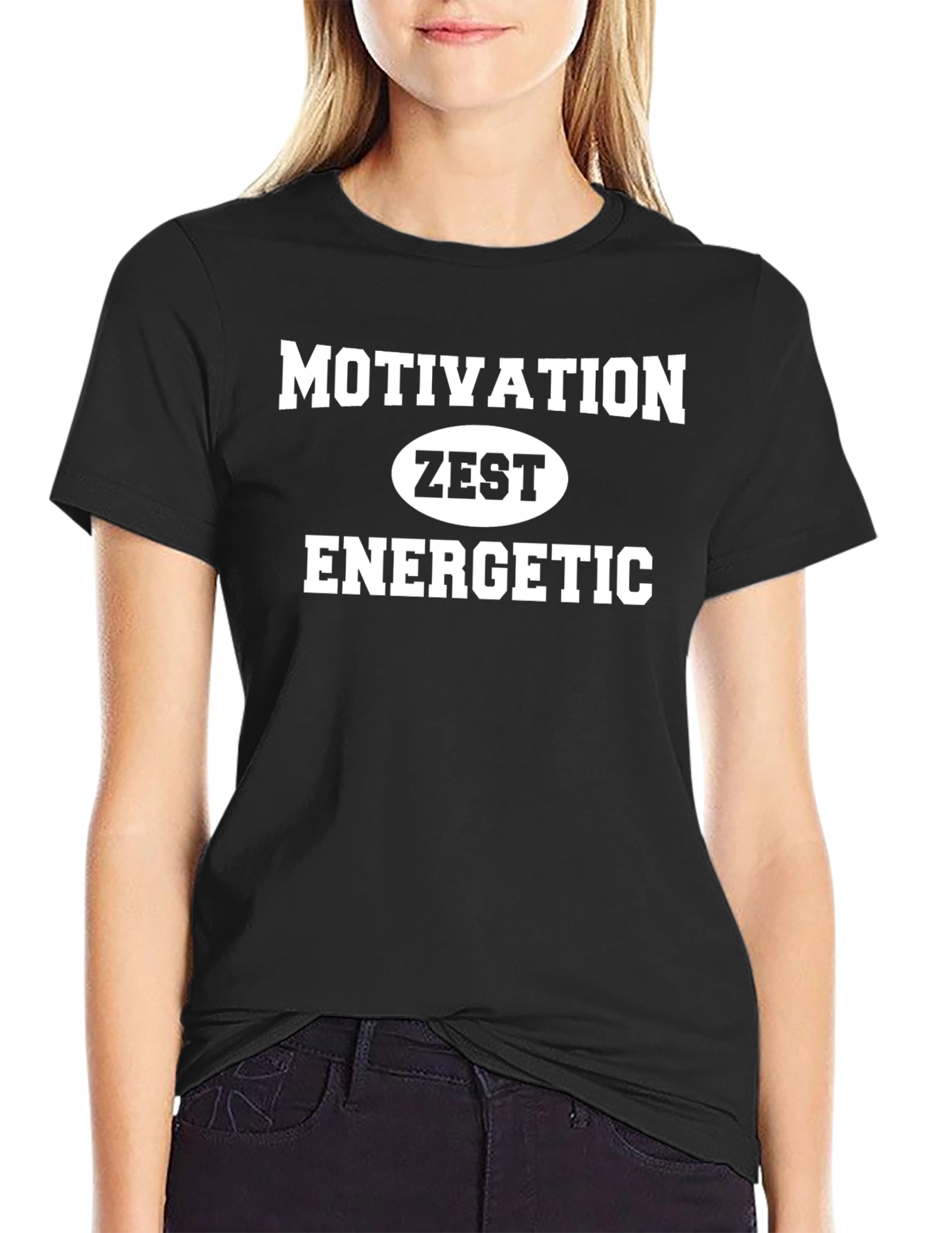 Black Motivational Zest Energetic Black T-Shirt view 2