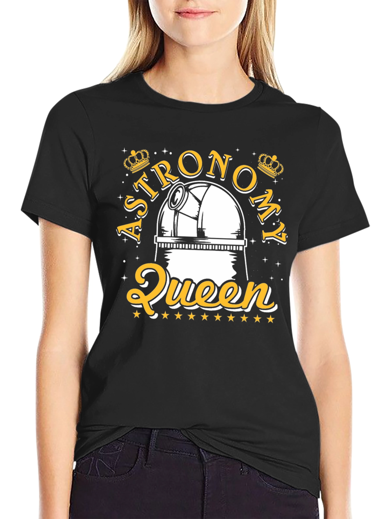 Black Astronomy Queen Graphic Tee - Black Crewneck Shirt view 2