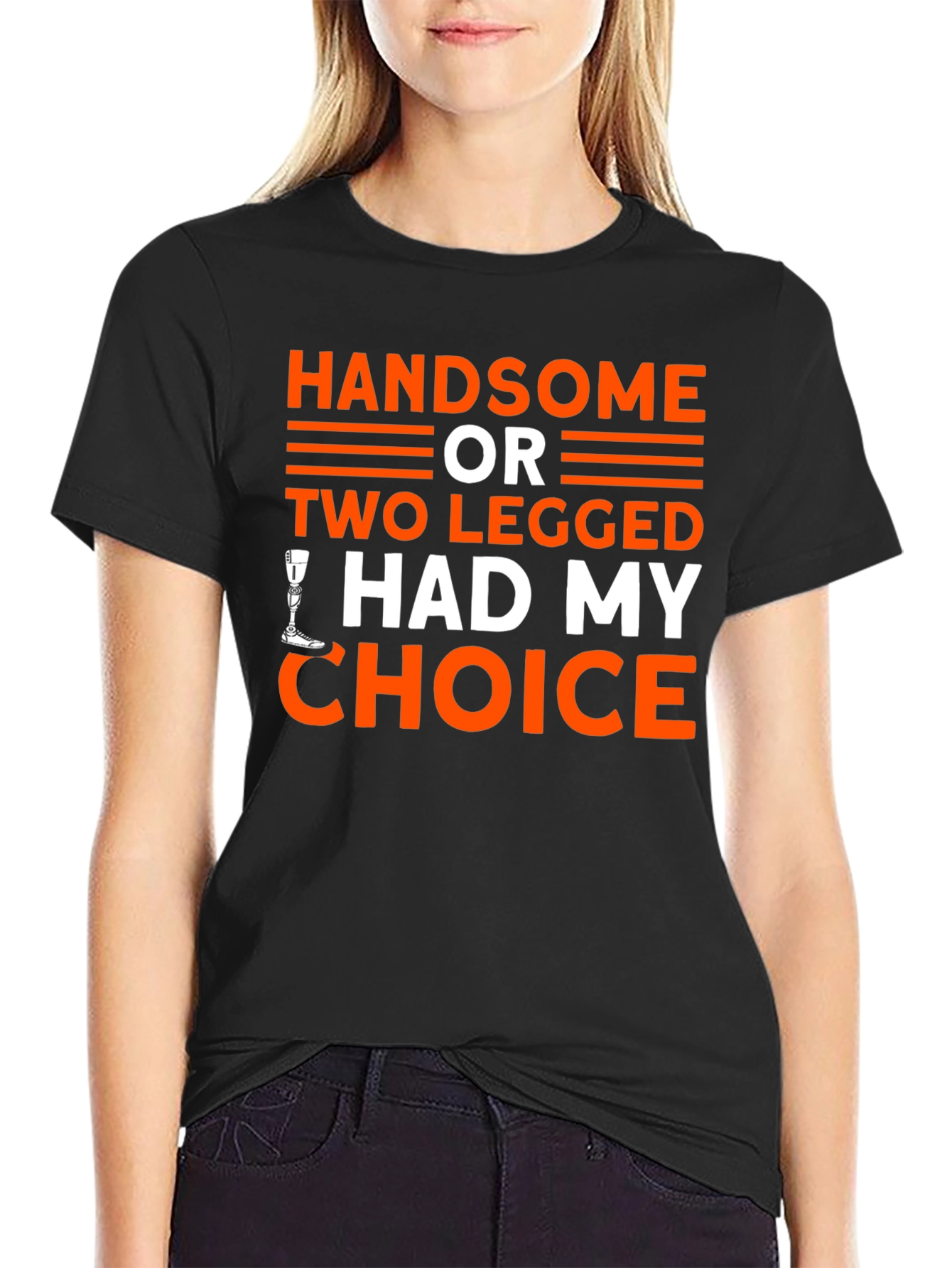 Black Handsome or Two Legged T-Shirt - Choice Humor Tee view 2