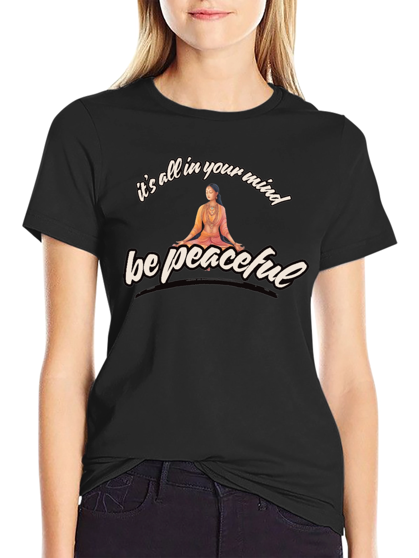 Black Be Peaceful Mind T-Shirt view 2