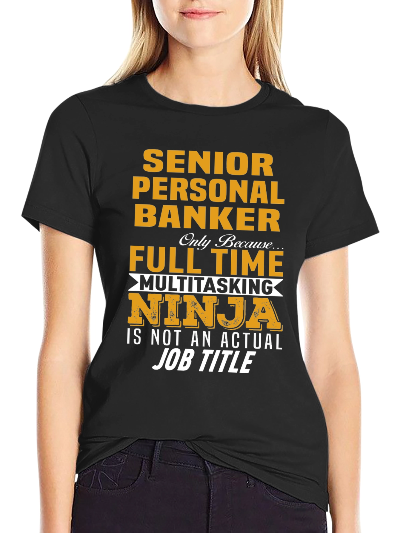 Black Senior Personal Banker Funny Job Title T-Shirt view 2