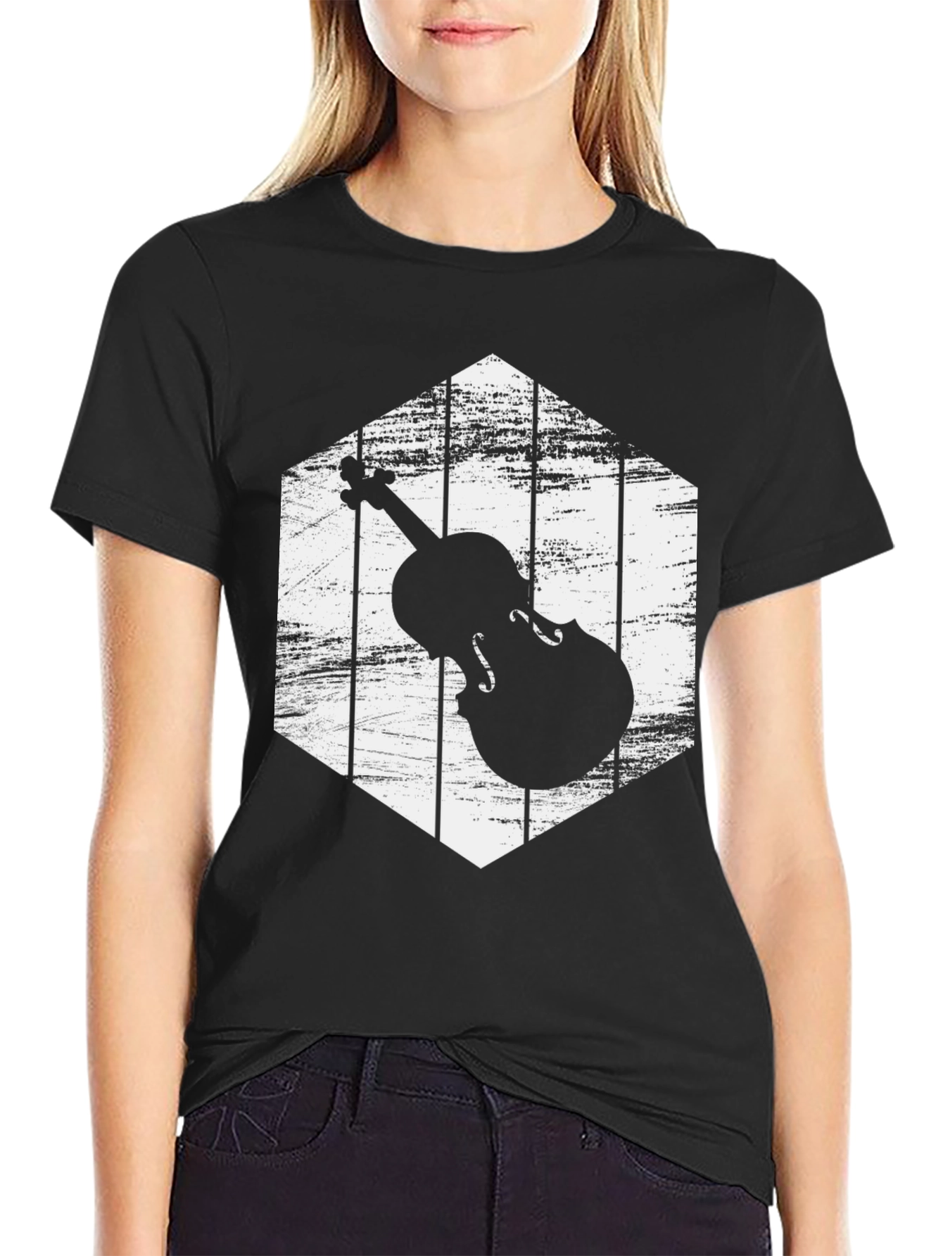 Black Violin Silhouette Graphic Tee view 2