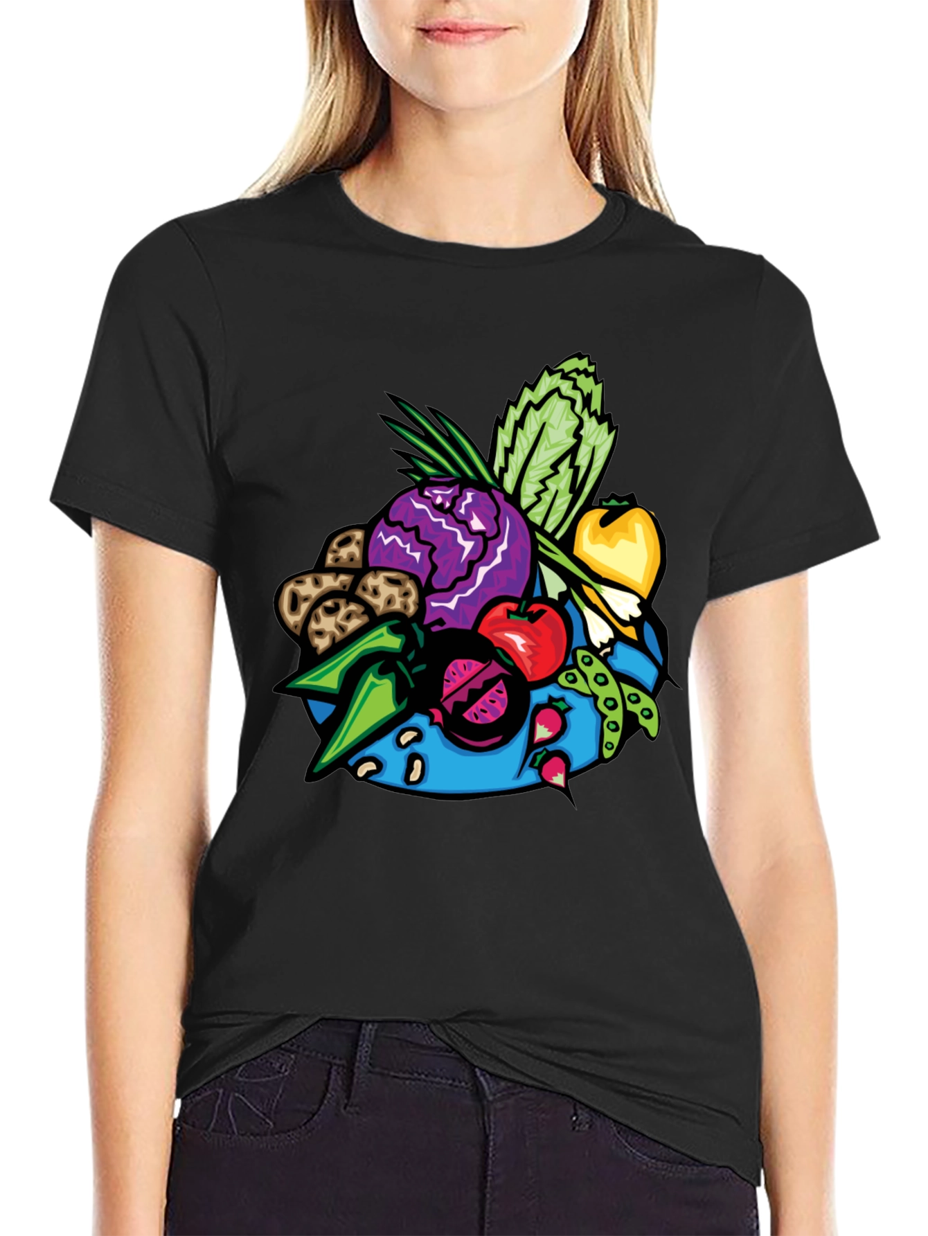 Vibrant Vegetable Patch Graphic Tee - Black - 2