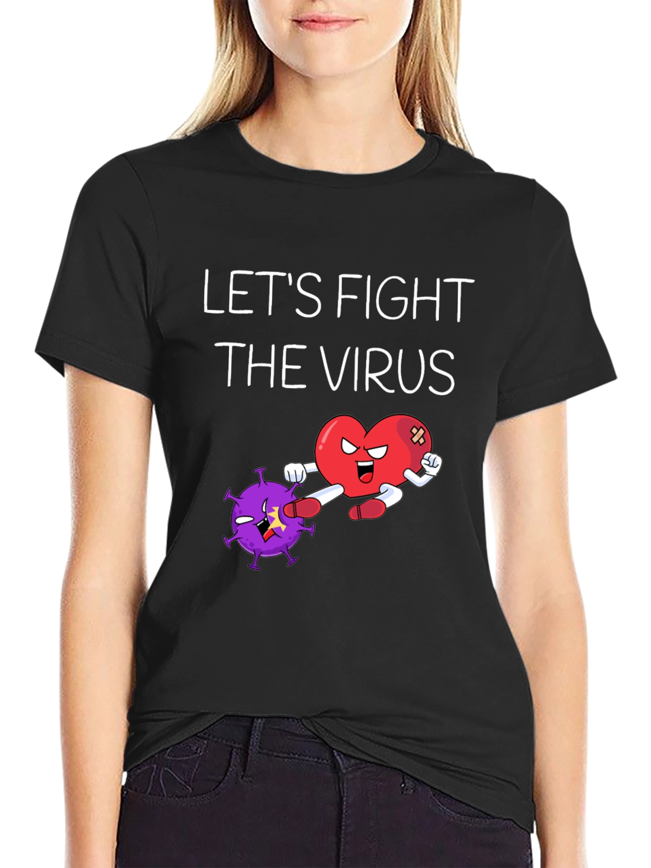 Black Let's Fight The Virus Graphic Tee view 2