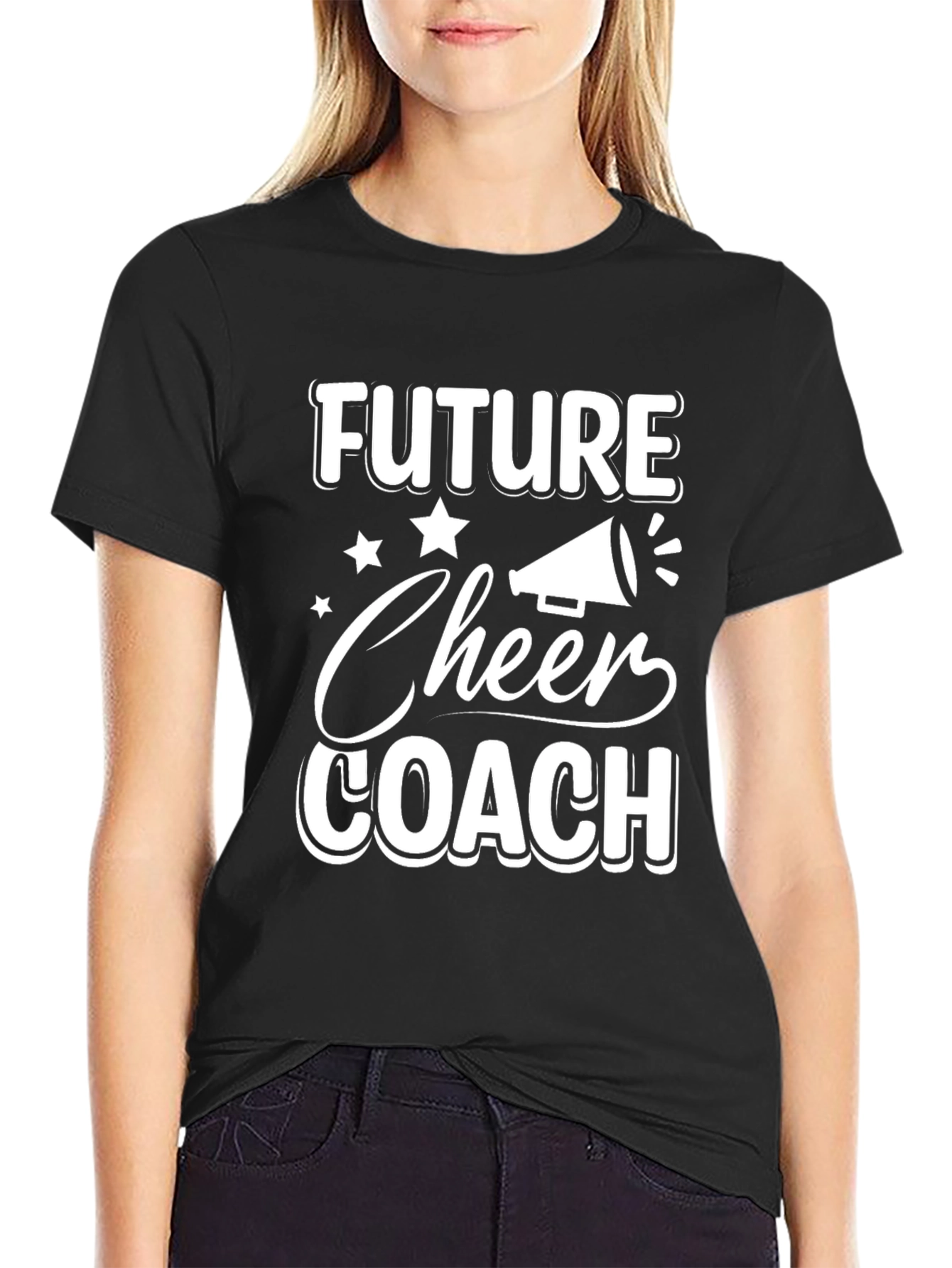 Black Future Cheer Coach T-Shirt - Black Cotton Tee view 2