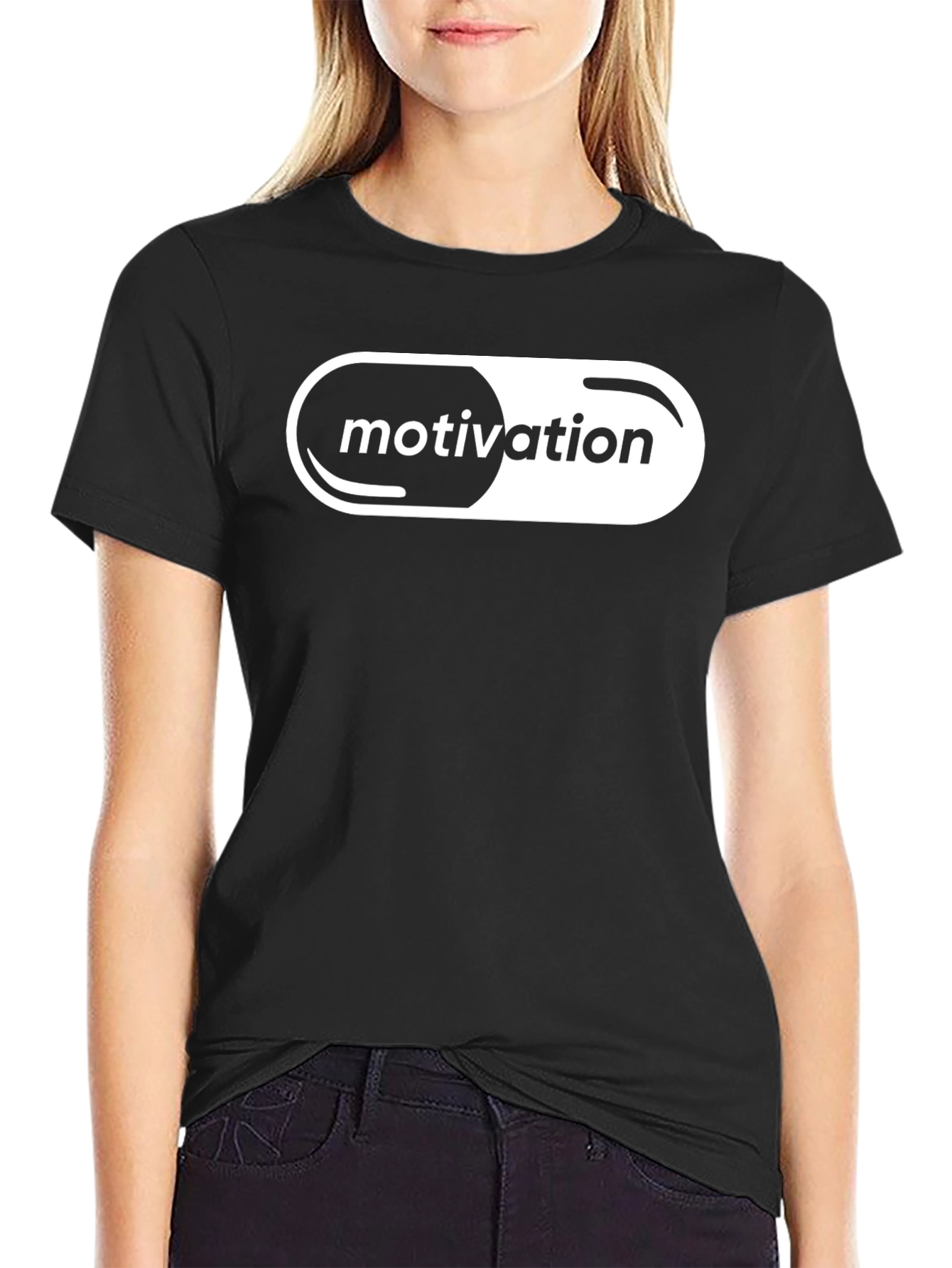Black Motivation Pill T-Shirt - Black Graphic Tee view 2