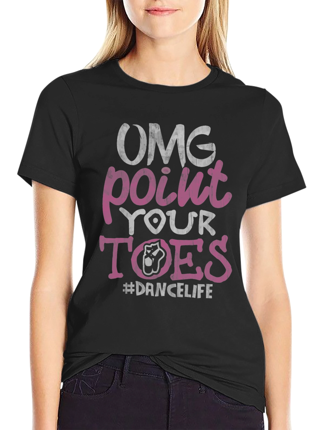 Black OMG Point Your Toes Dance T-Shirt view 2