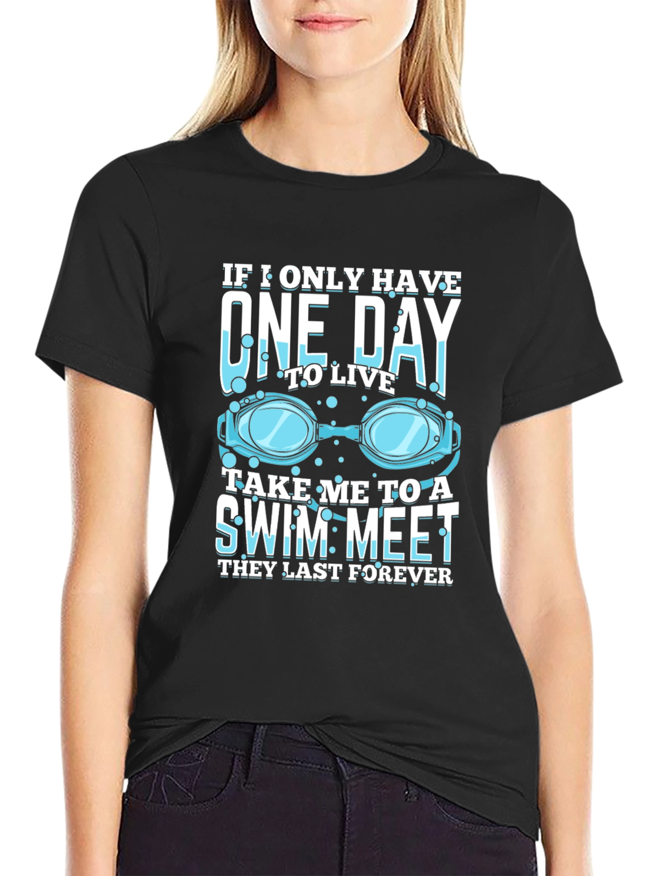 Black Swim Meet T-Shirt - One Day to Live view 2