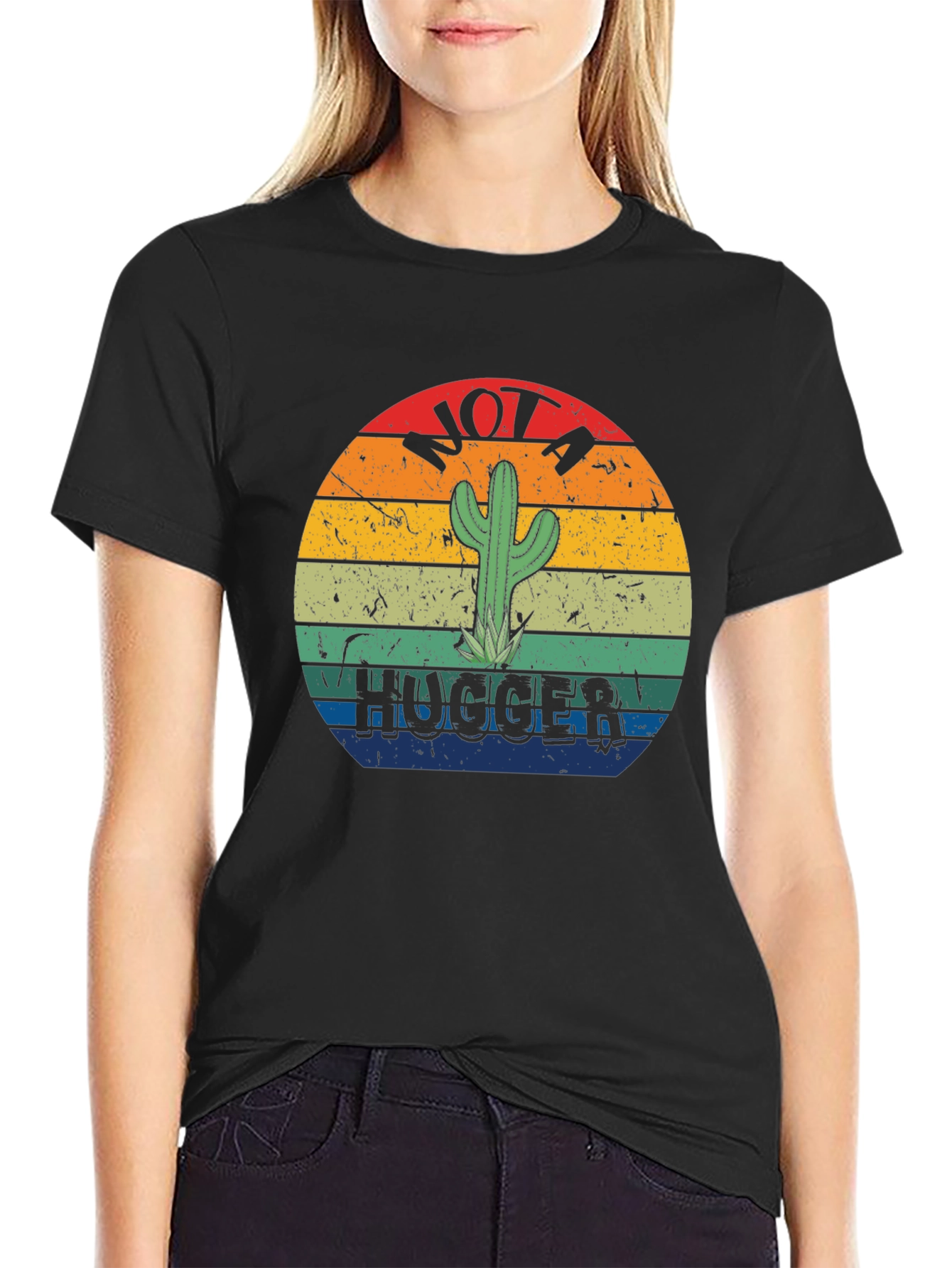 Black Not A Hugger Cactus Graphic Tee view 2