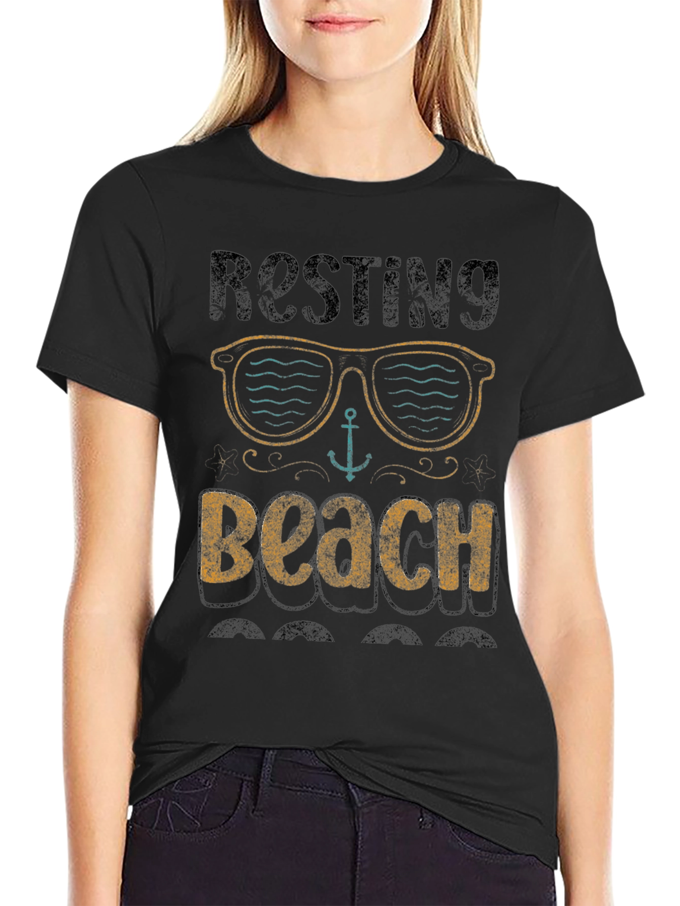 Black Resting Beach T-Shirt - Relaxed Fit view 2