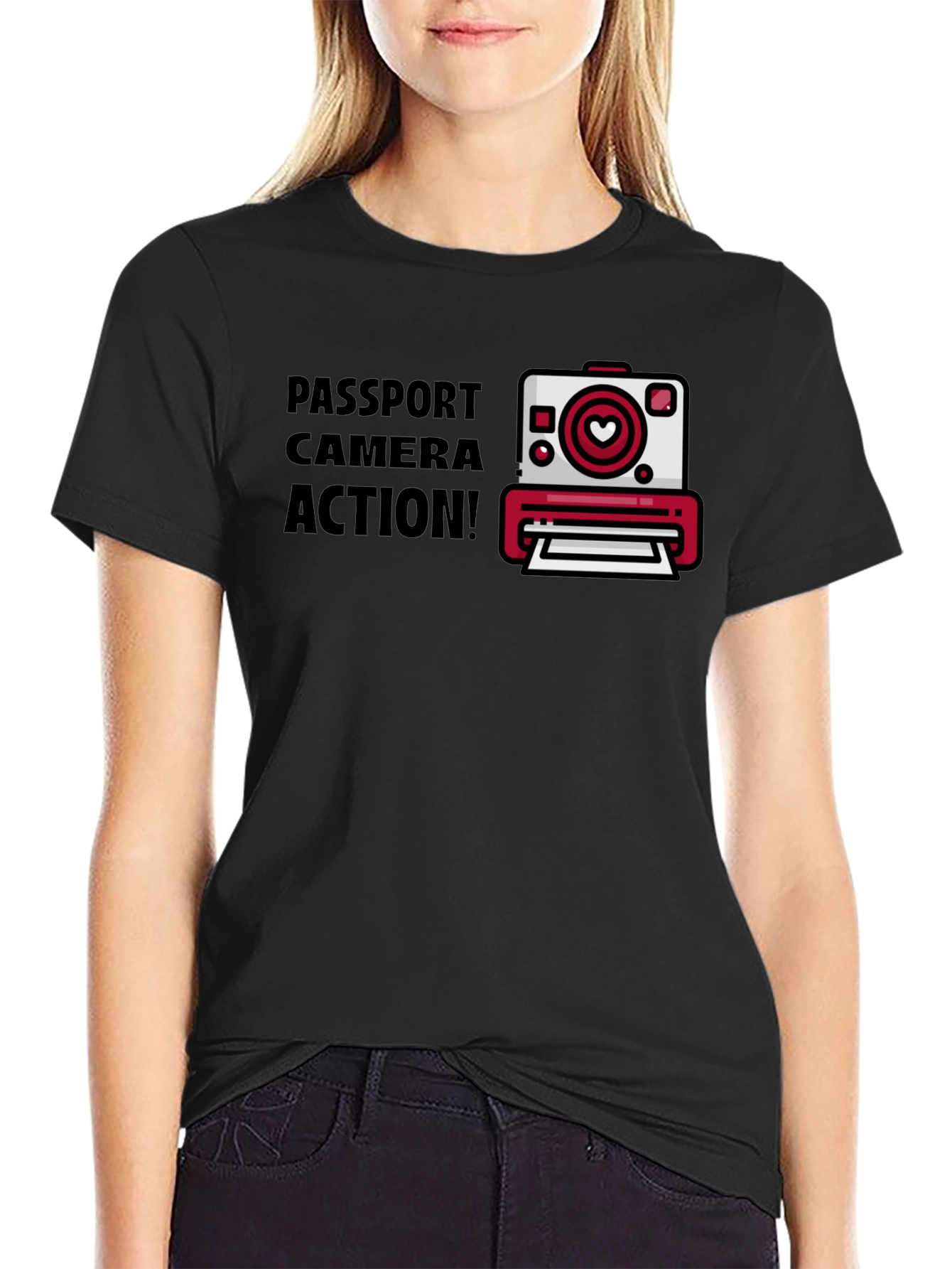 Black Passport Camera Action Graphic Tee view 2