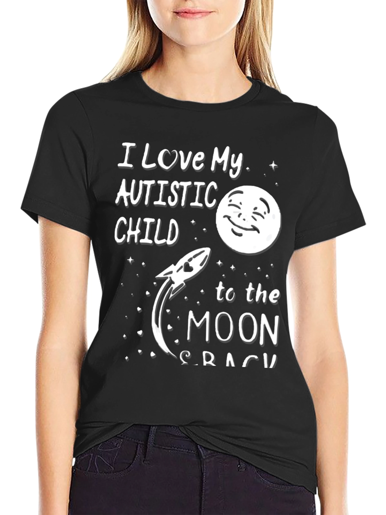 Black I Love My Autistic Child To The Moon T-Shirt view 2