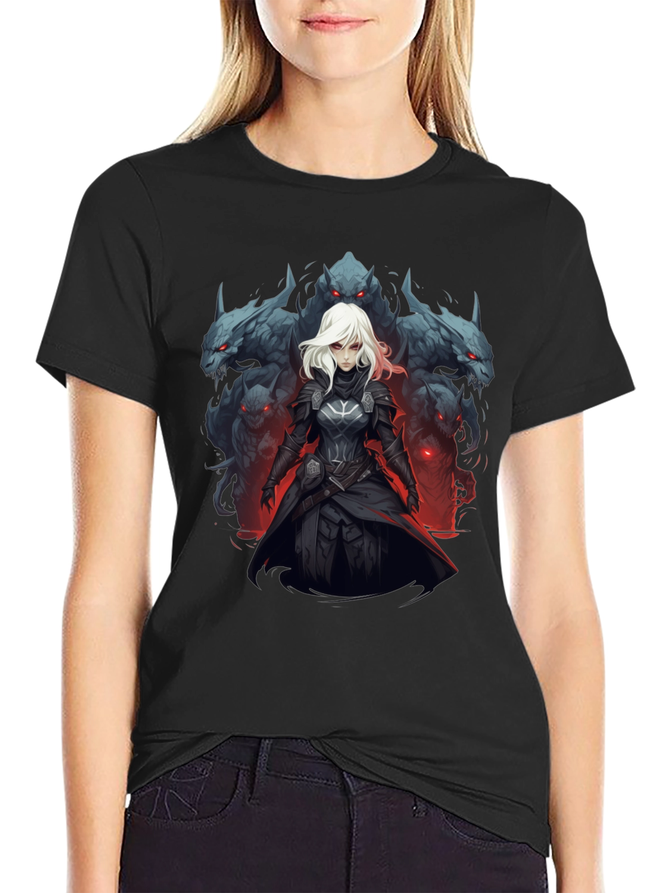 Black Warrior Woman & Wolves Graphic Tee view 2