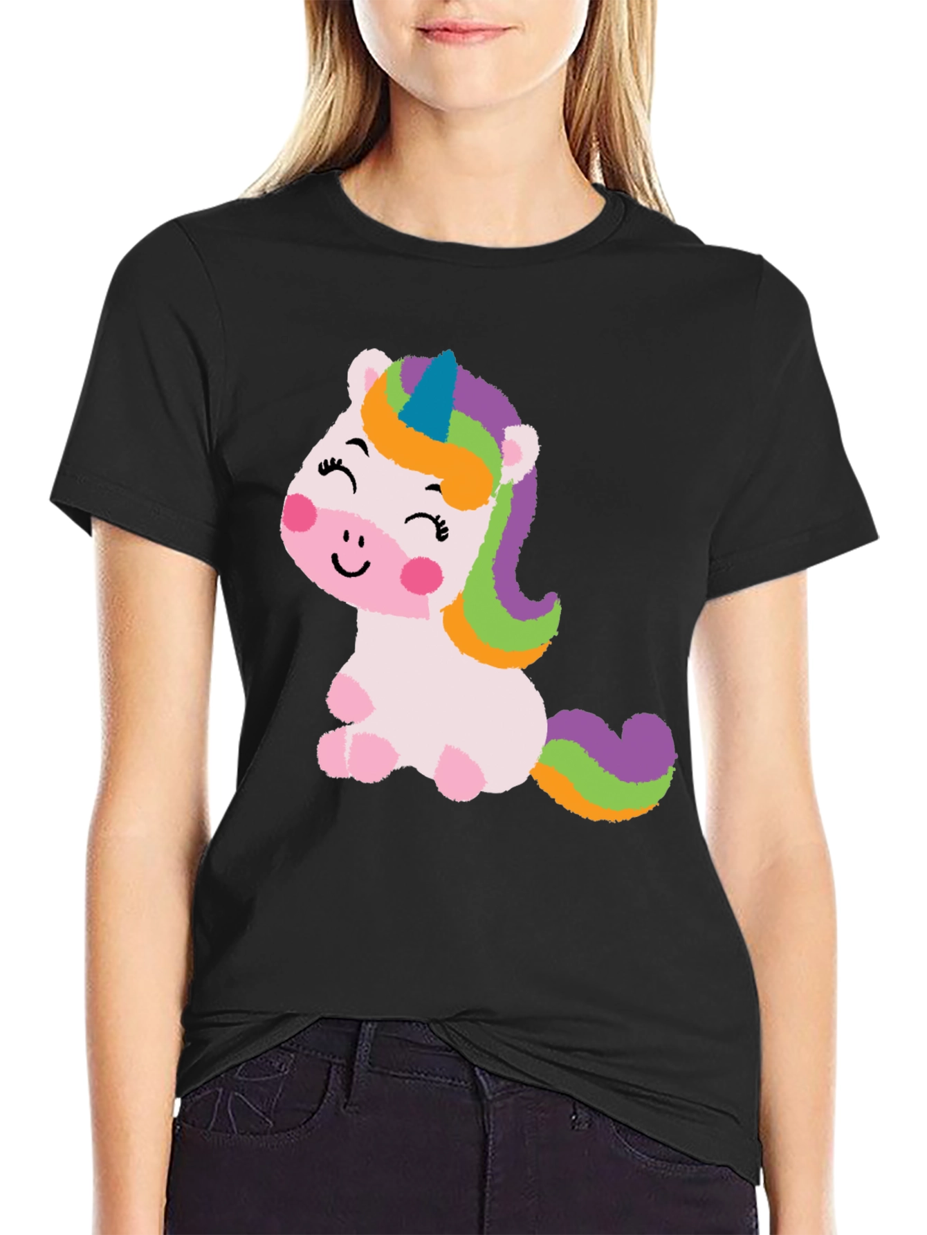Black Unicorn Graphic Tee - Cute Kawaii Style Shirt view 2