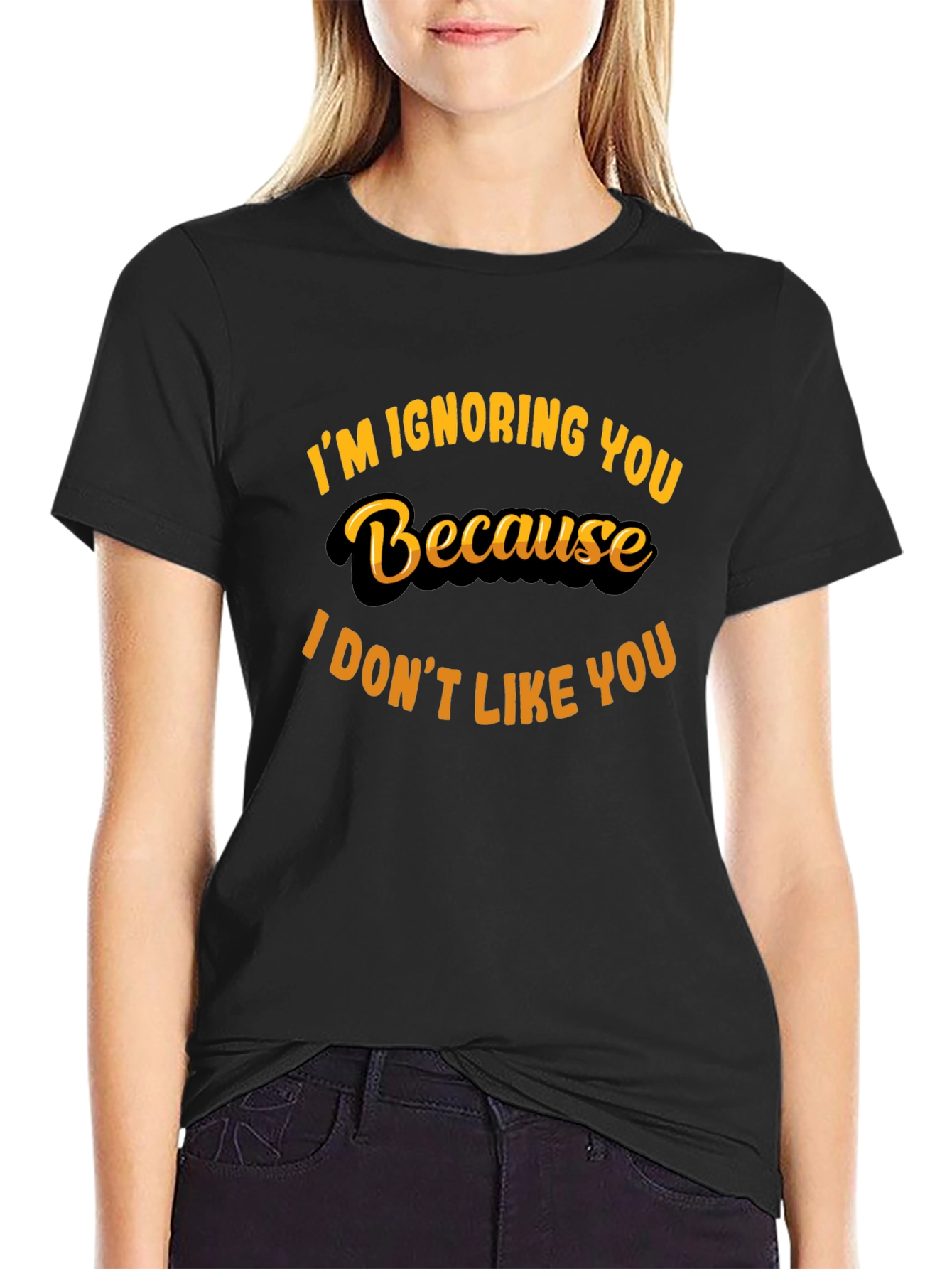 Black I'm Ignoring You Funny Graphic Tee view 2