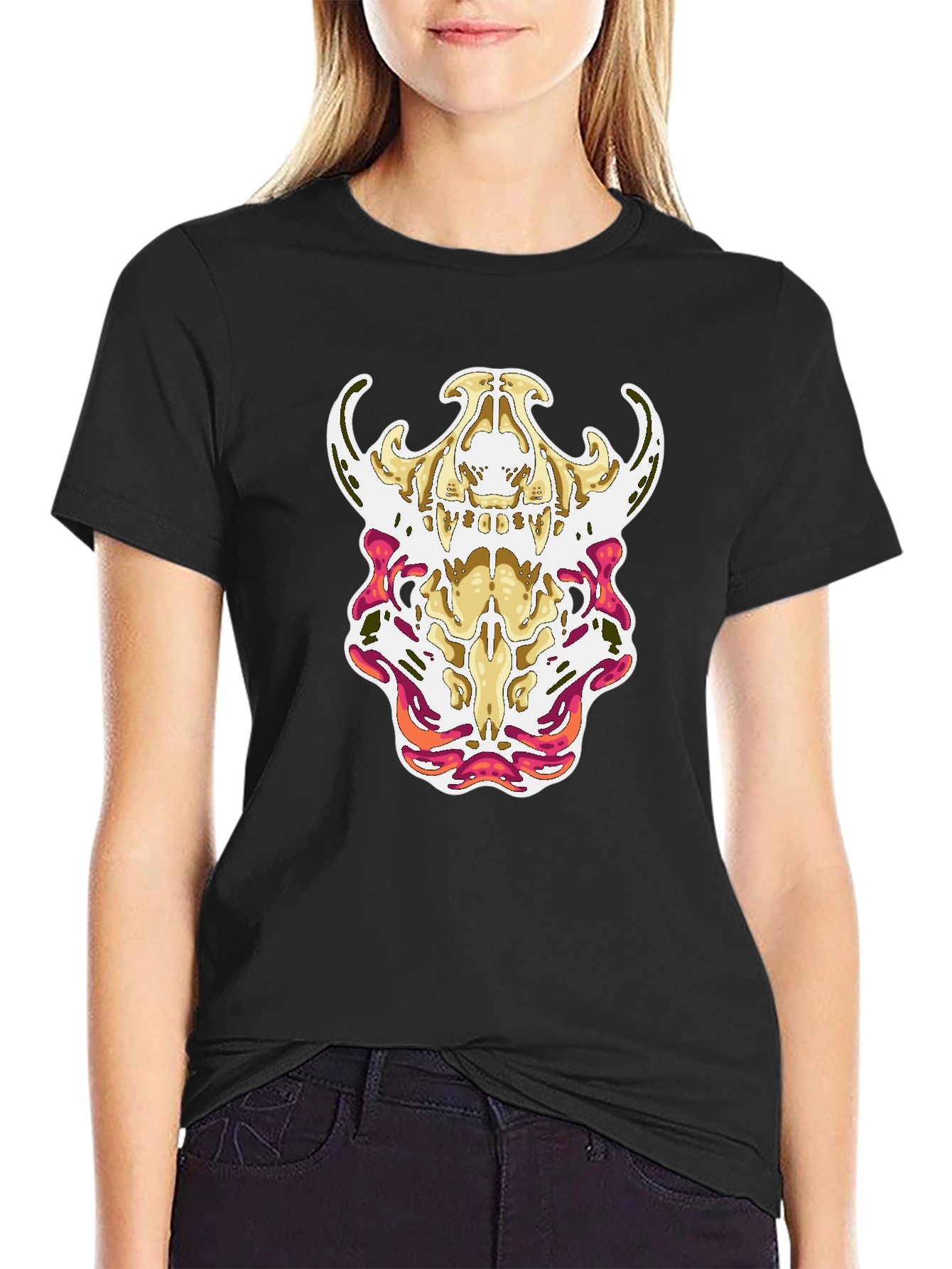 Black Skull Graphic Tee - Black view 2