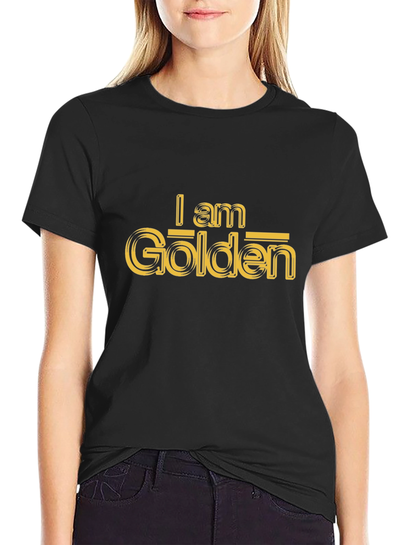 Black I am Golden Graphic Tee - Stylish Unisex T-Shirt view 2
