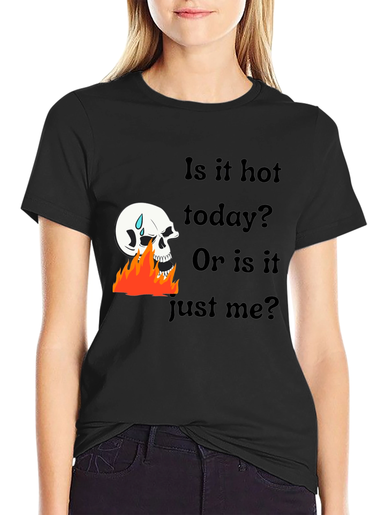 Black Hot Today Skull Graphic Tee - Funny Sarcastic Men's T-Shirt view 2