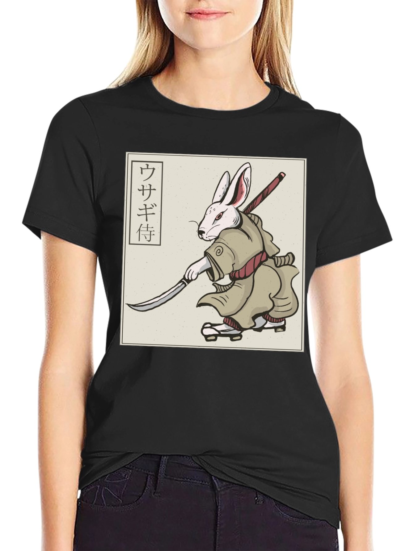 Black Rabbit Samurai T-Shirt - Black Graphic Tee view 2