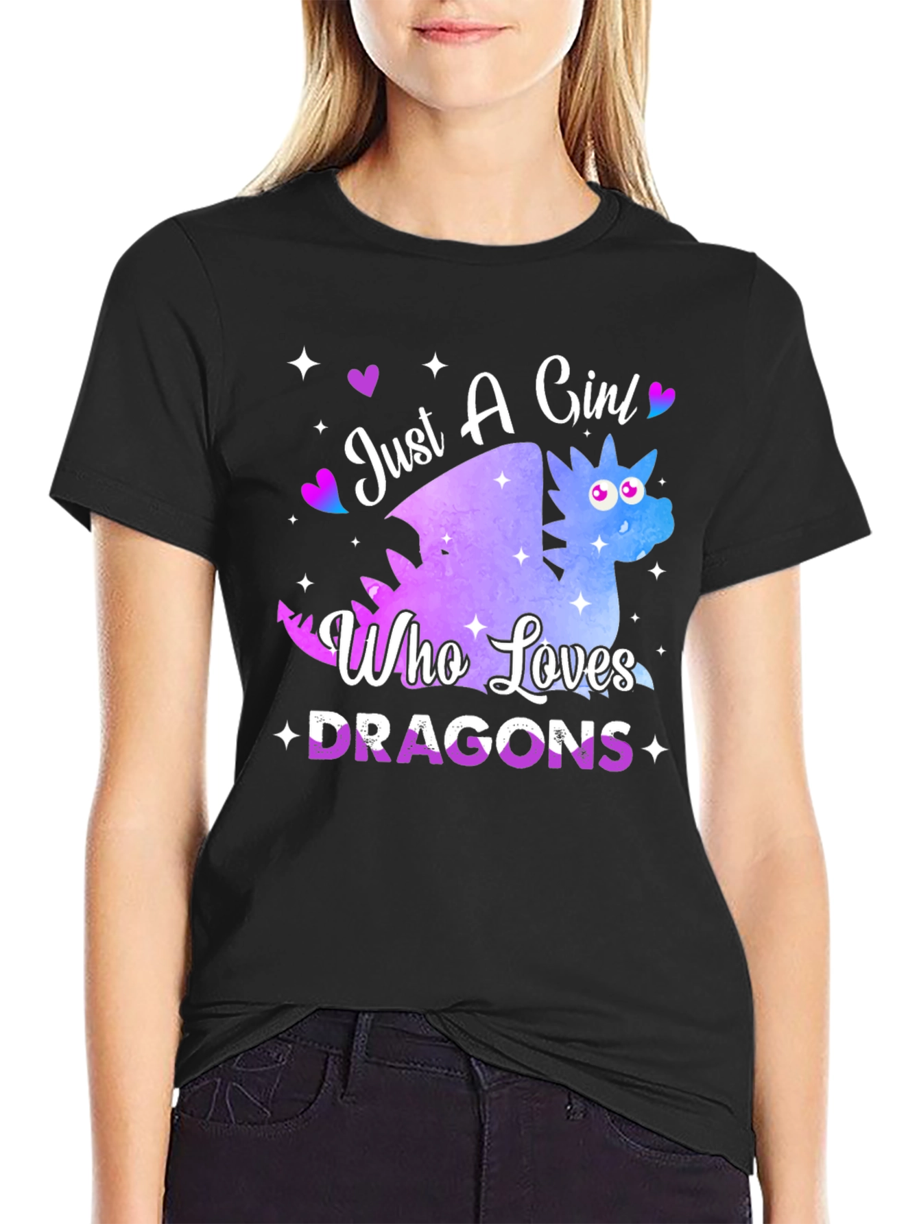 Black Girl Who Loves Dragons T-Shirt - Cute Dragon Graphic Tee view 2