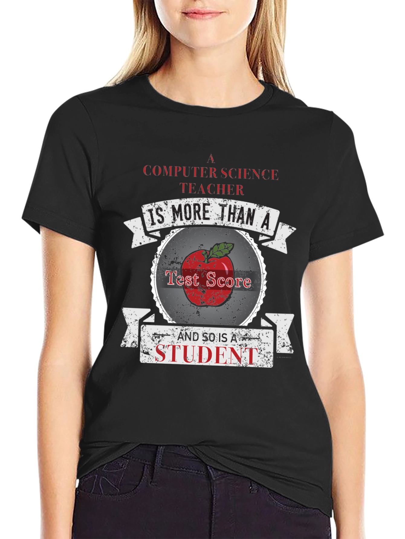 Black Computer Science Teacher T-Shirt - More Than a Test Score view 2