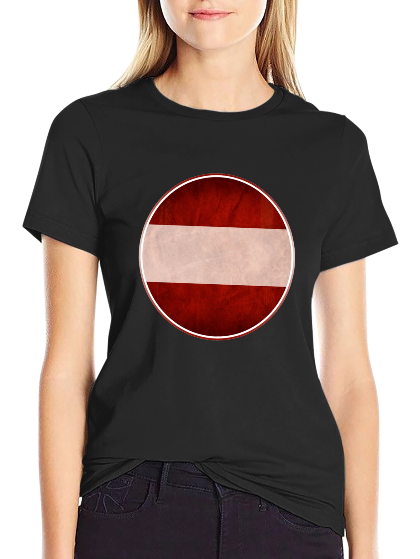 Black Latvia Flag Graphic Tee - Unisex Black T-Shirt view 2