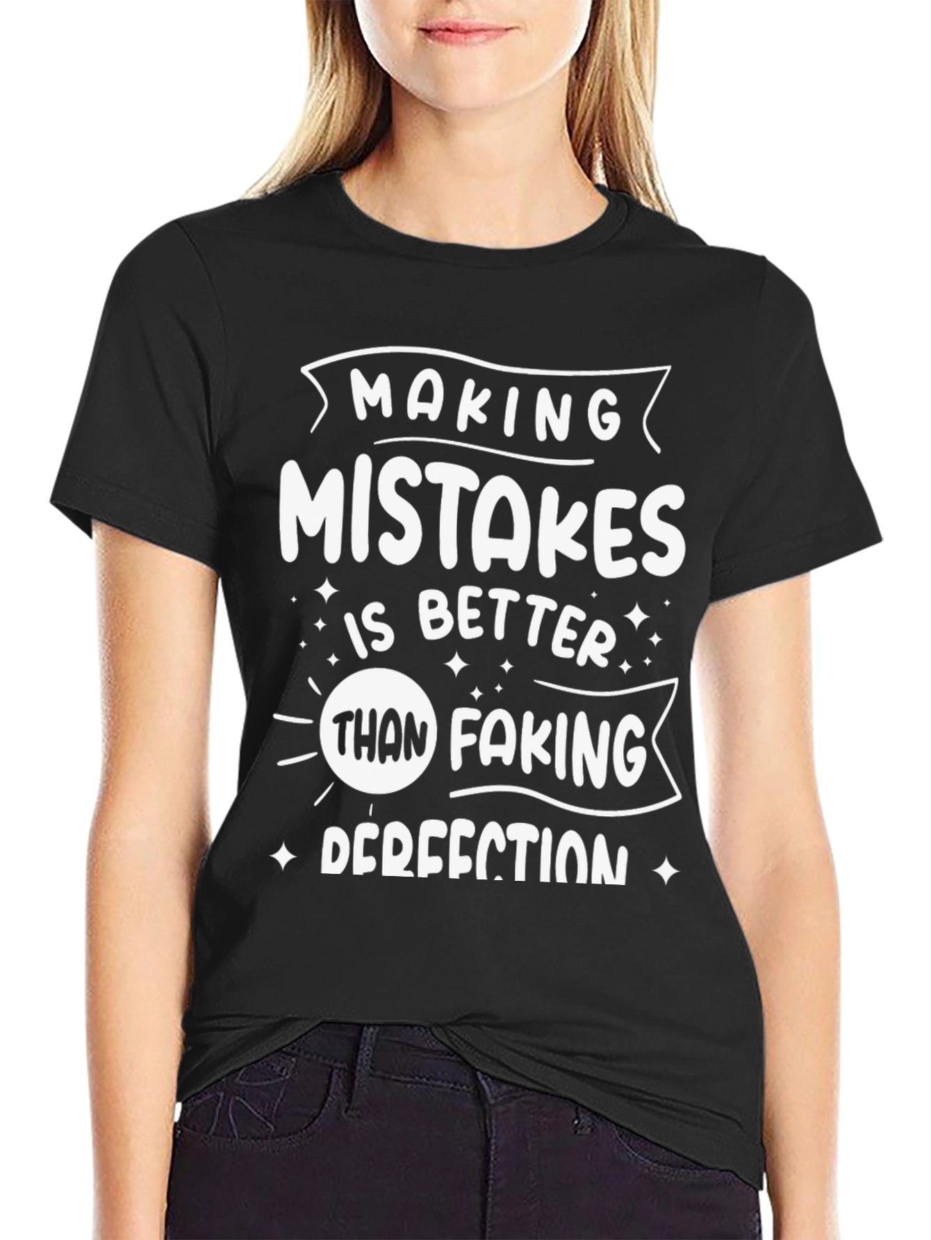 Black Making Mistakes T-Shirt - Inspirational Quote Graphic Tee view 2