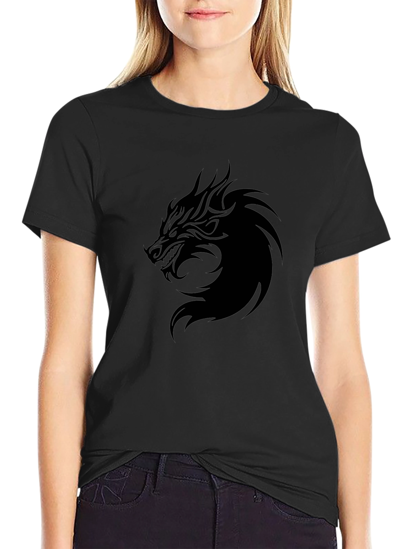 Black Men's Black Dragon Graphic T-Shirt view 2