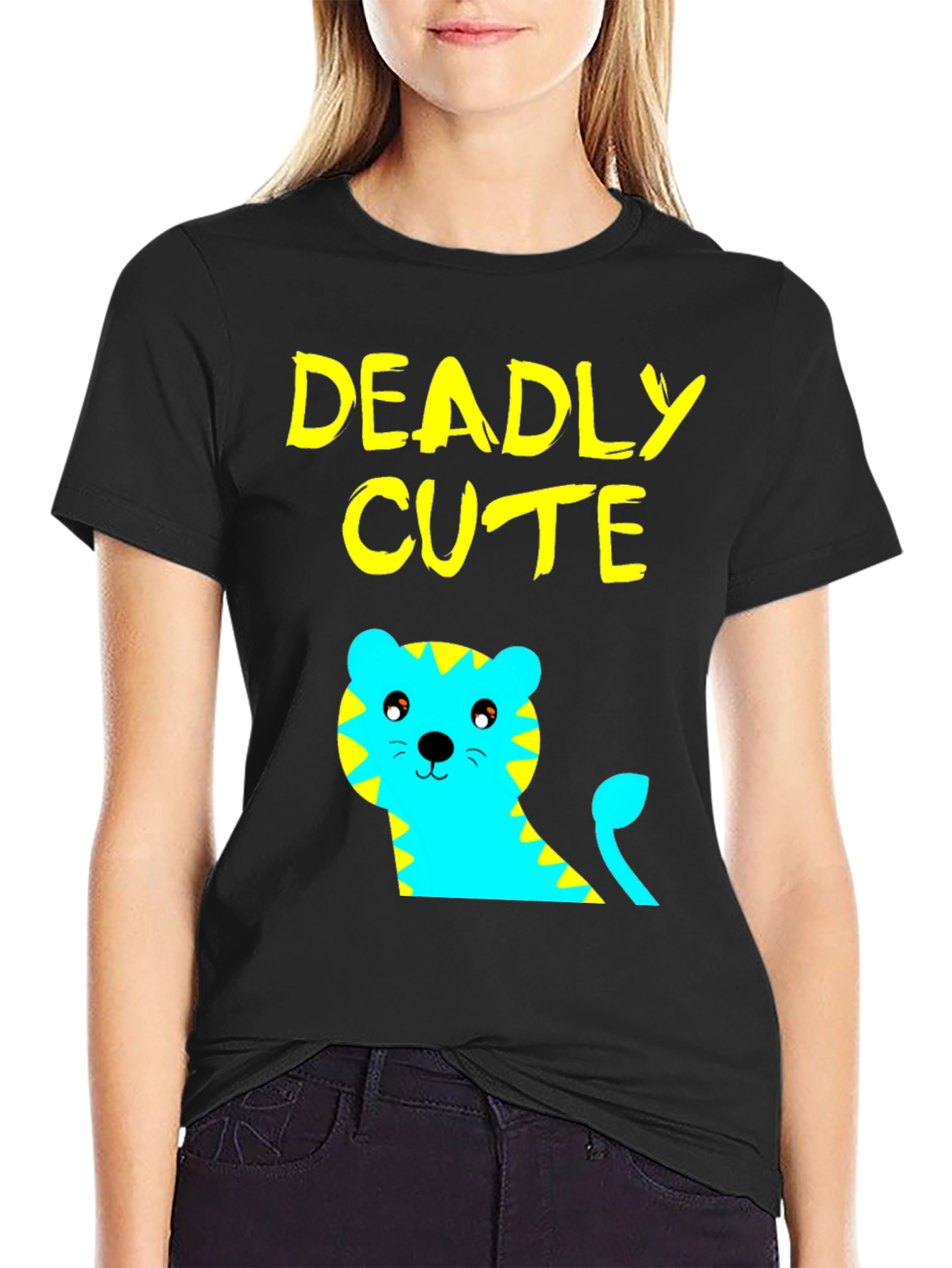 Black Deadly Cute Tiger Graphic Tee view 2