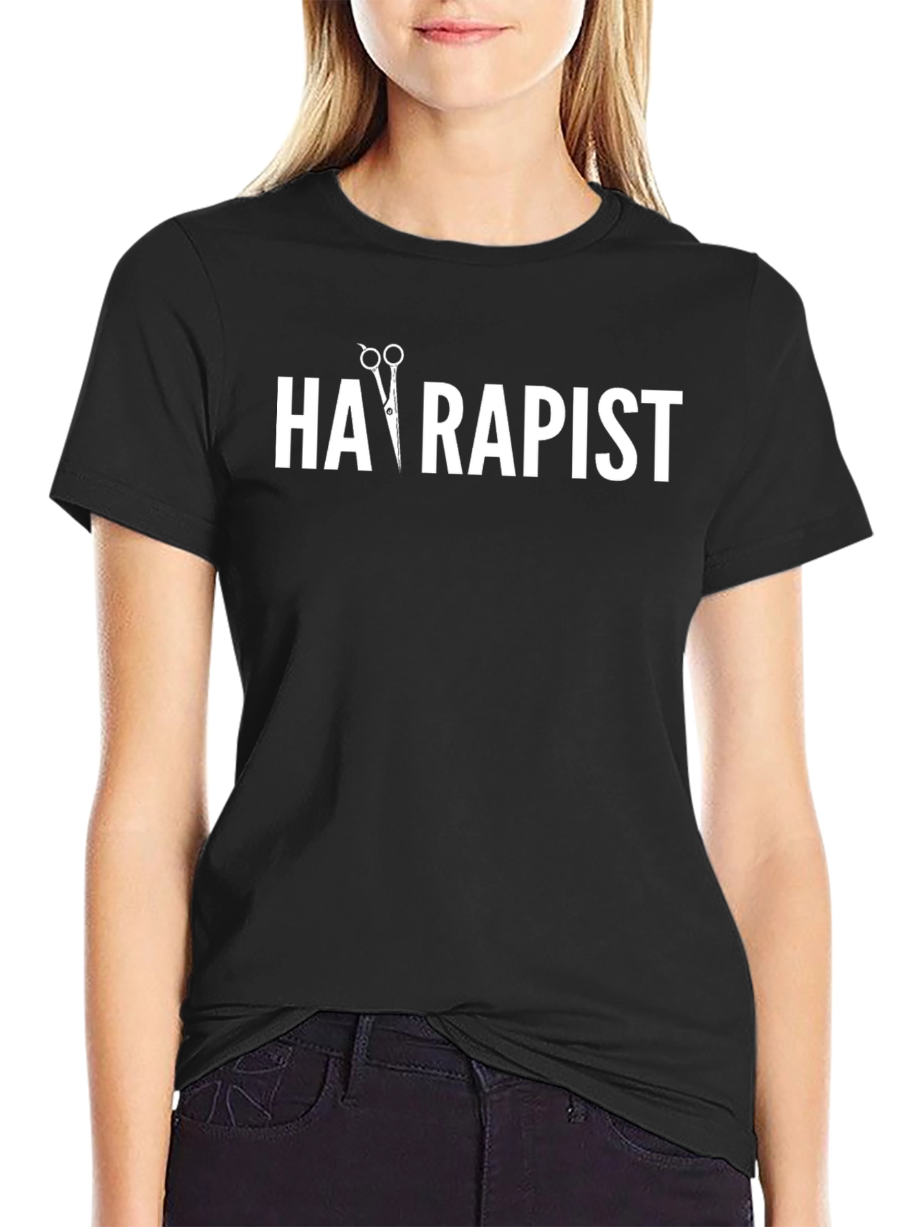Black Hairapist Funny Hairdresser T-Shirt view 2