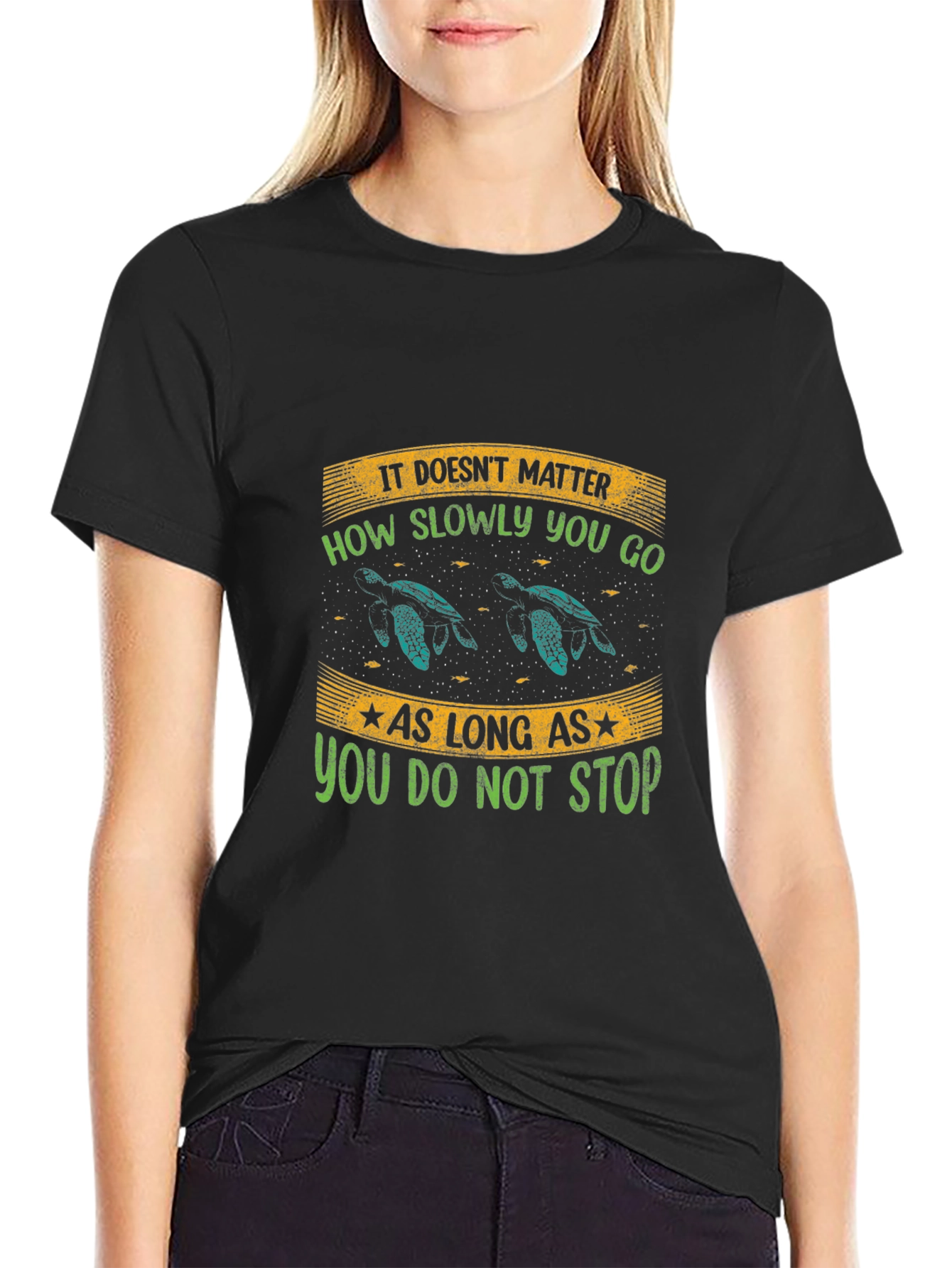Black Turtle Motivational T-Shirt - Don't Stop view 2