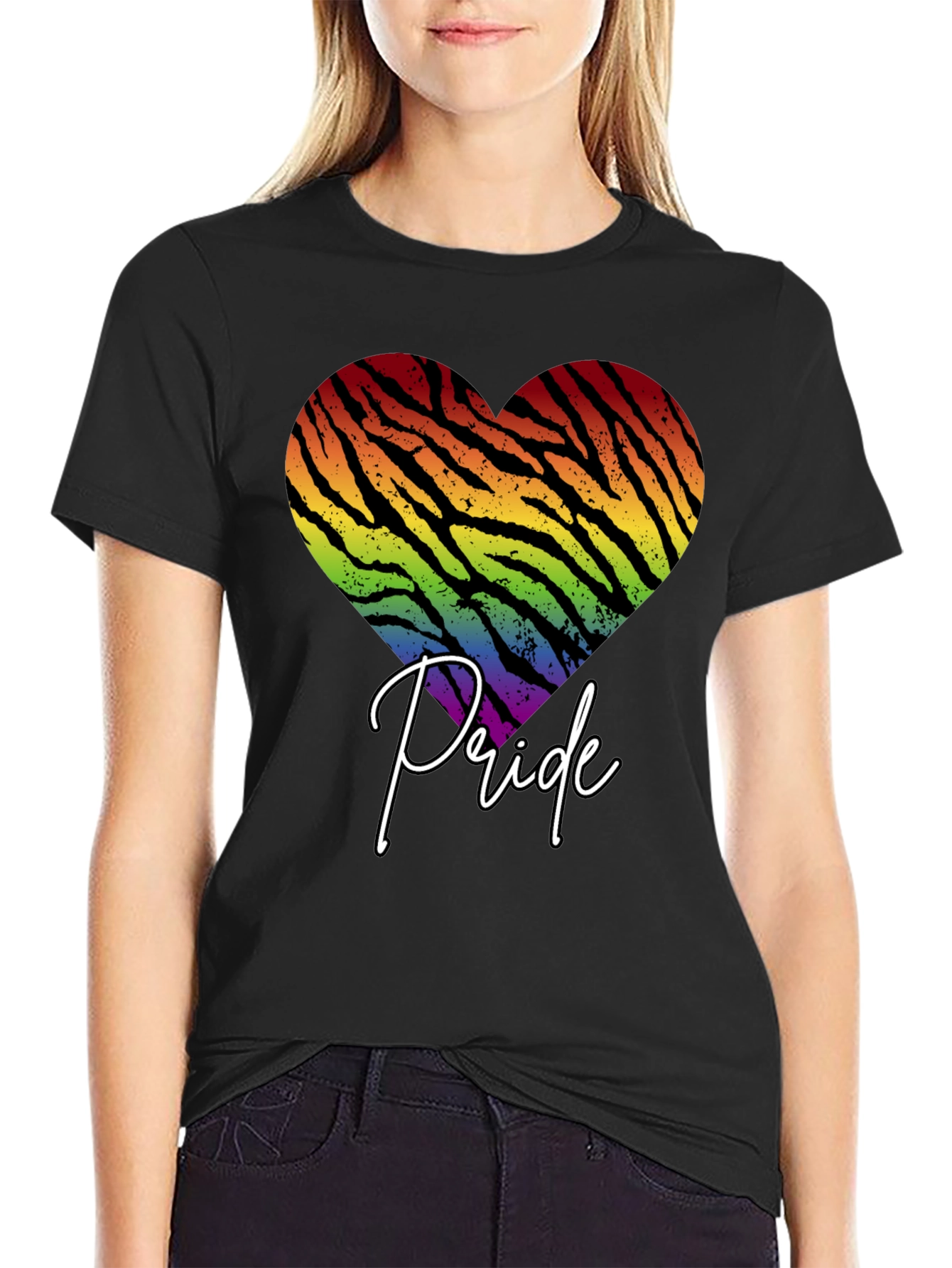 Black Pride Zebra Heart Graphic T-Shirt view 2
