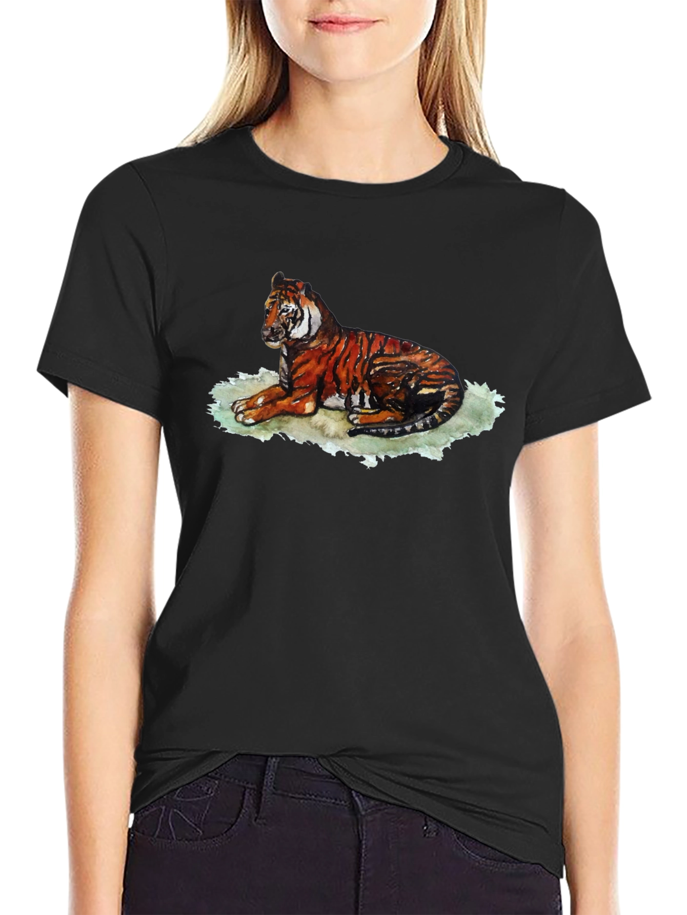 Black Tiger Graphic T-Shirt - Black, Relaxed Fit view 2