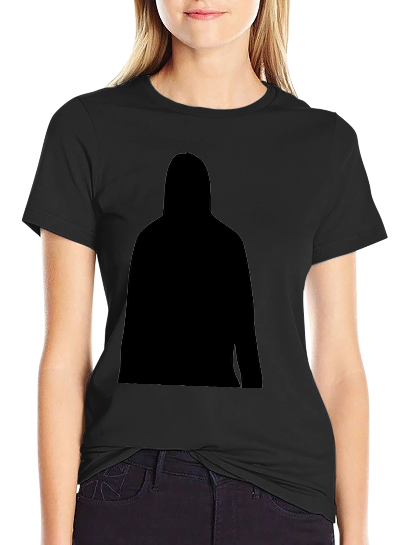 Black Men's Black T-Shirt with Silhouette Graphic view 2