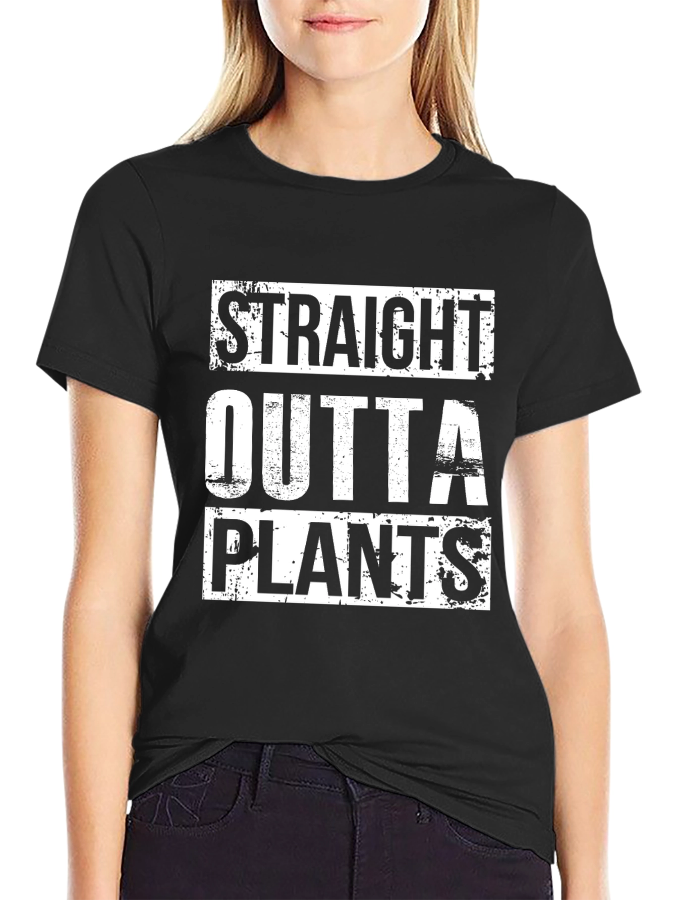 Black Straight Outta Plants Graphic T-Shirt - Black view 2