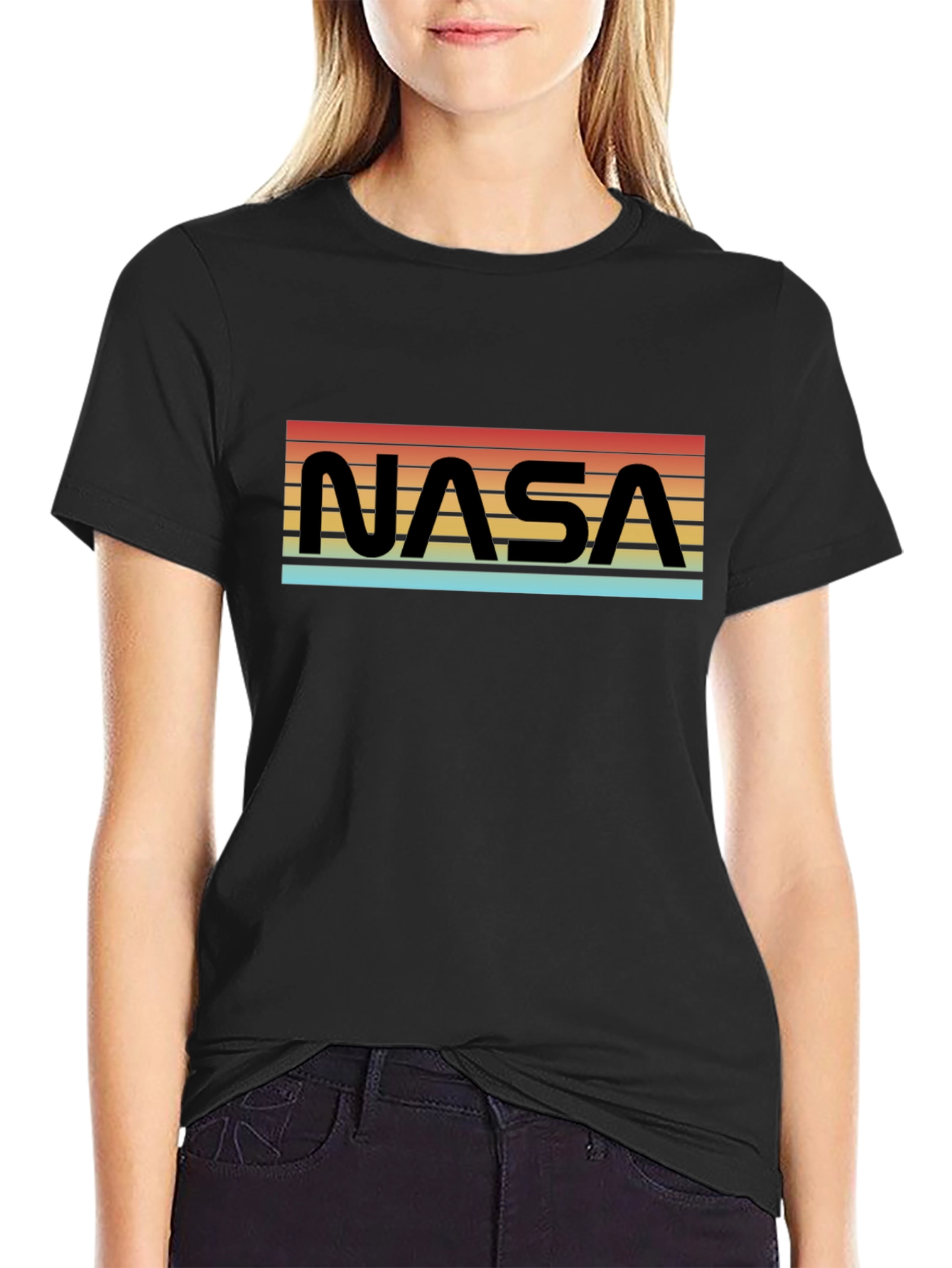 Black Retro NASA T-Shirt - Space Exploration Tee view 2