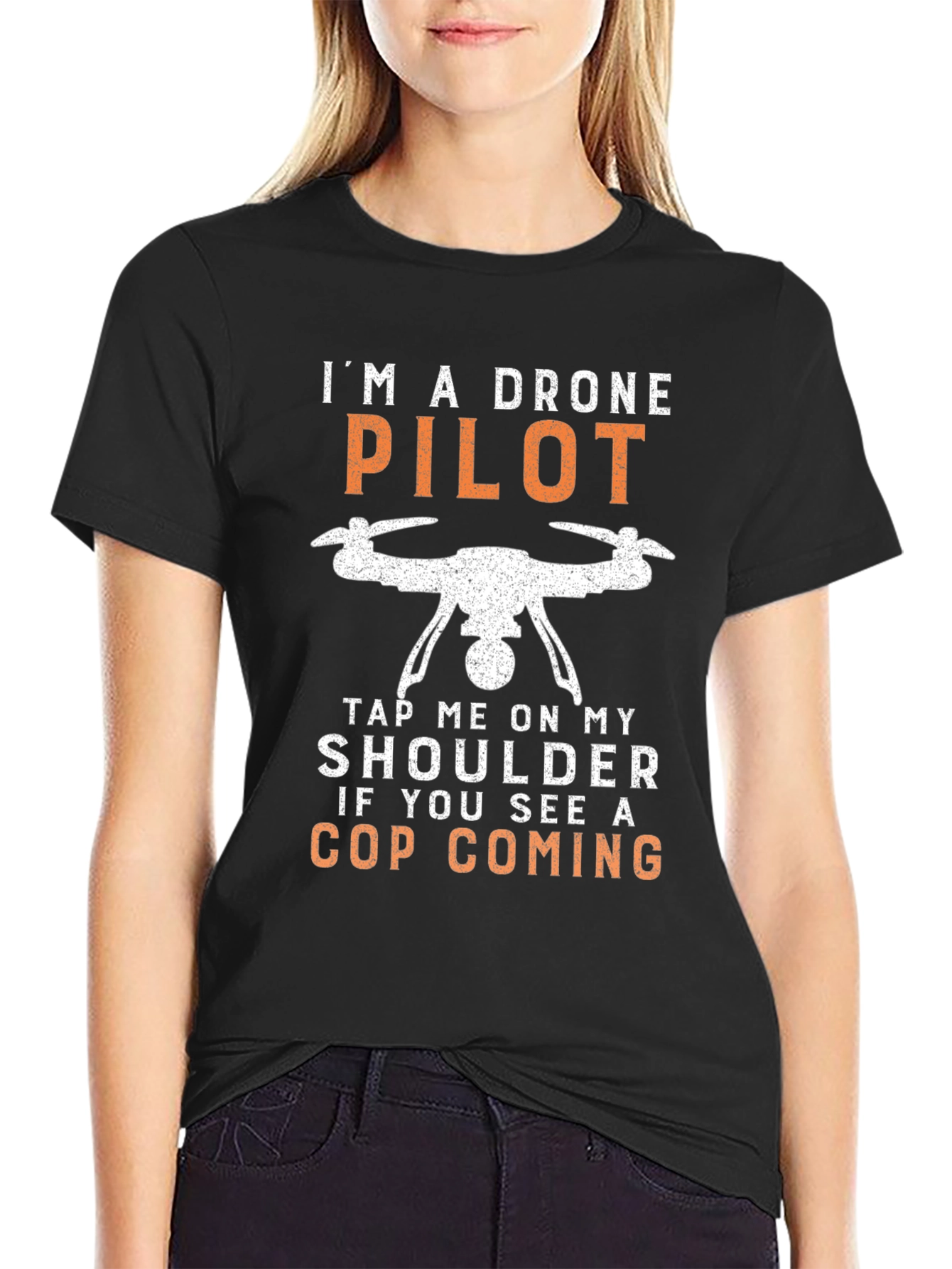 Black Drone Pilot Novelty Graphic T-Shirt view 2