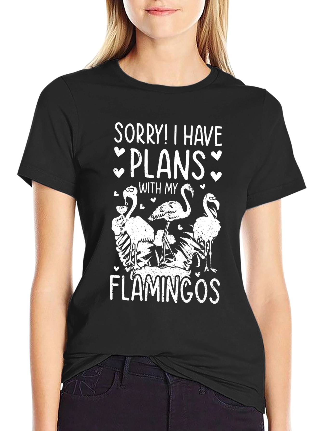 Black Flamingo Plans Graphic Tee - Funny T-Shirt view 2
