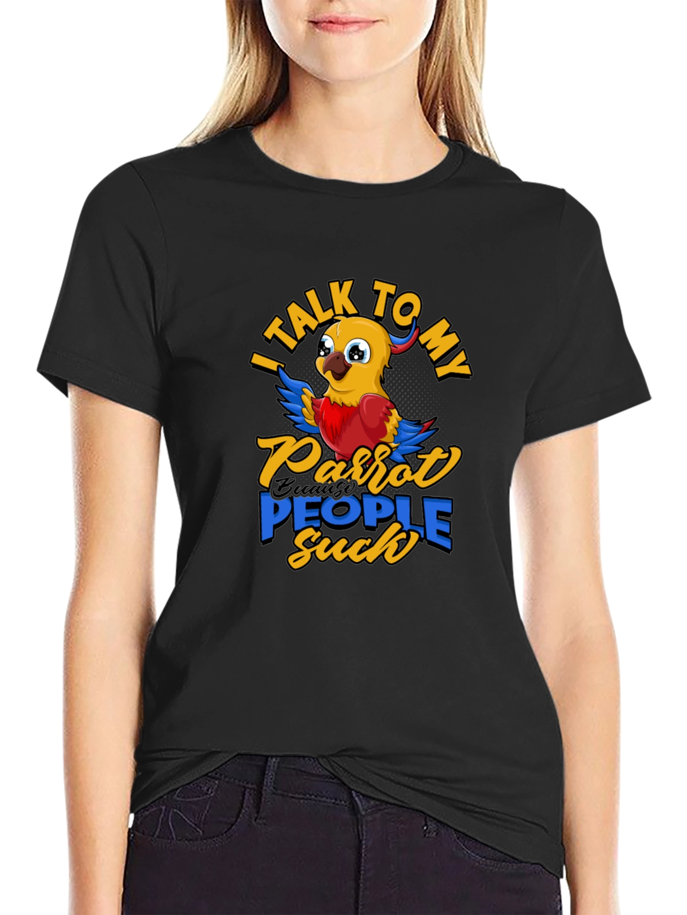 Black Parrot Lover T-Shirt - I Talk To My Parrot People Suck view 2
