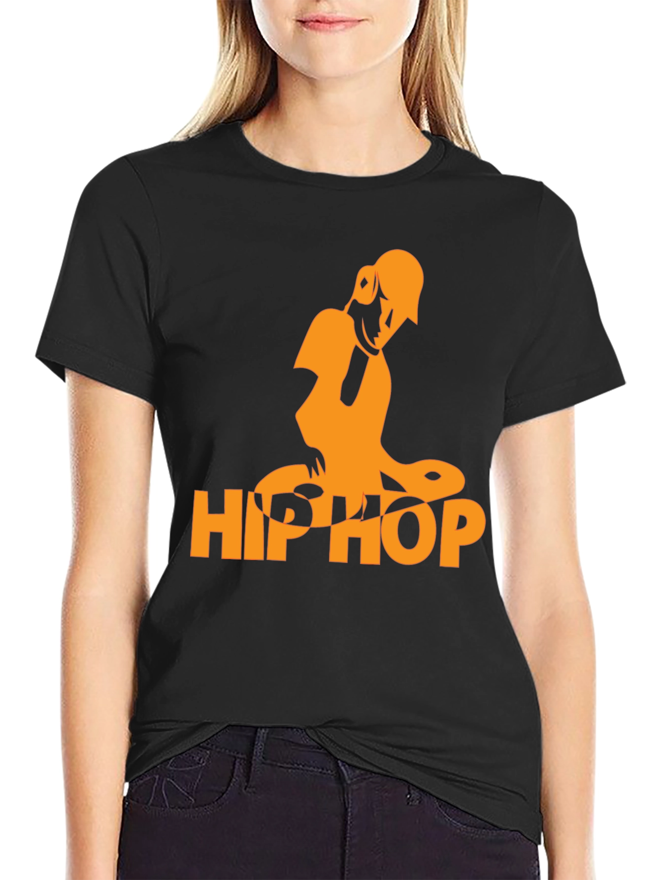 Black Hip Hop Graphic T-Shirt - Black Cotton Blend view 2